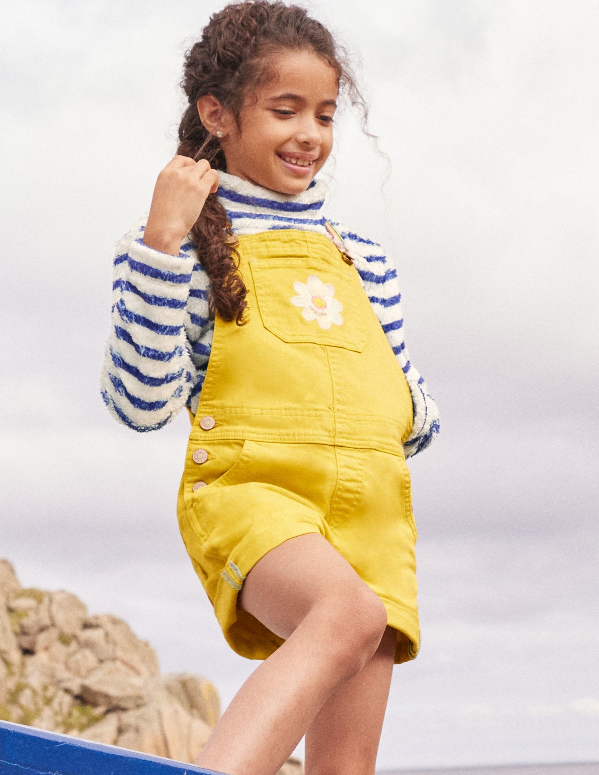 Fun Short Dungarees-Sweetcorn Yellow Flower-7