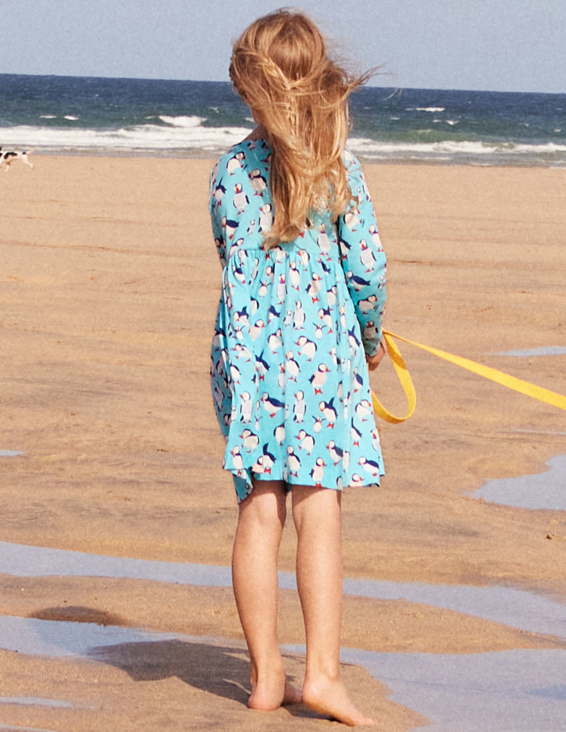 Fröhliches Jerseykleid mit langen Ärmeln-Wasserblau, Papageitaucher-6