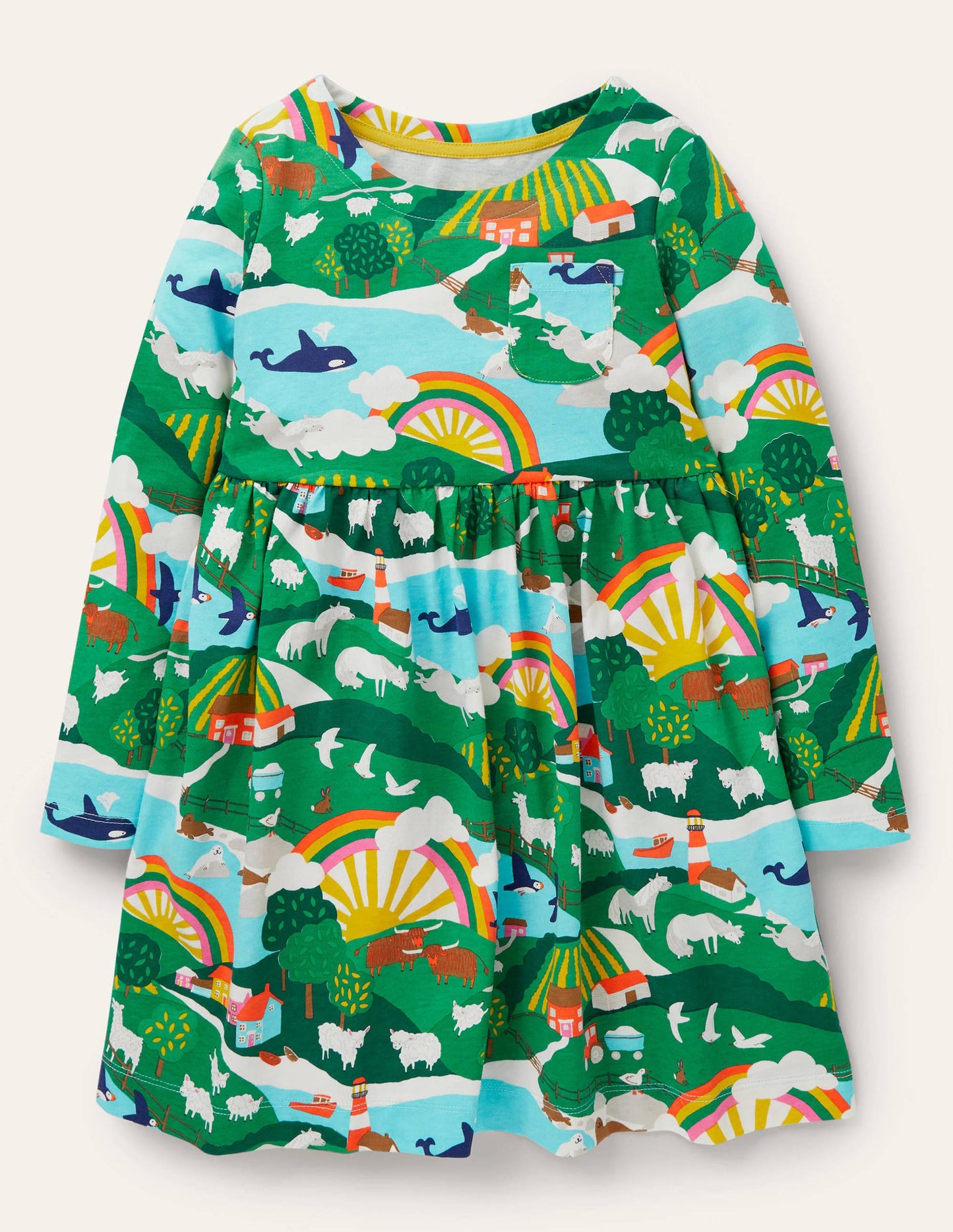 Robe en jersey fun à manches longues-Lever de soleil Shetland multi