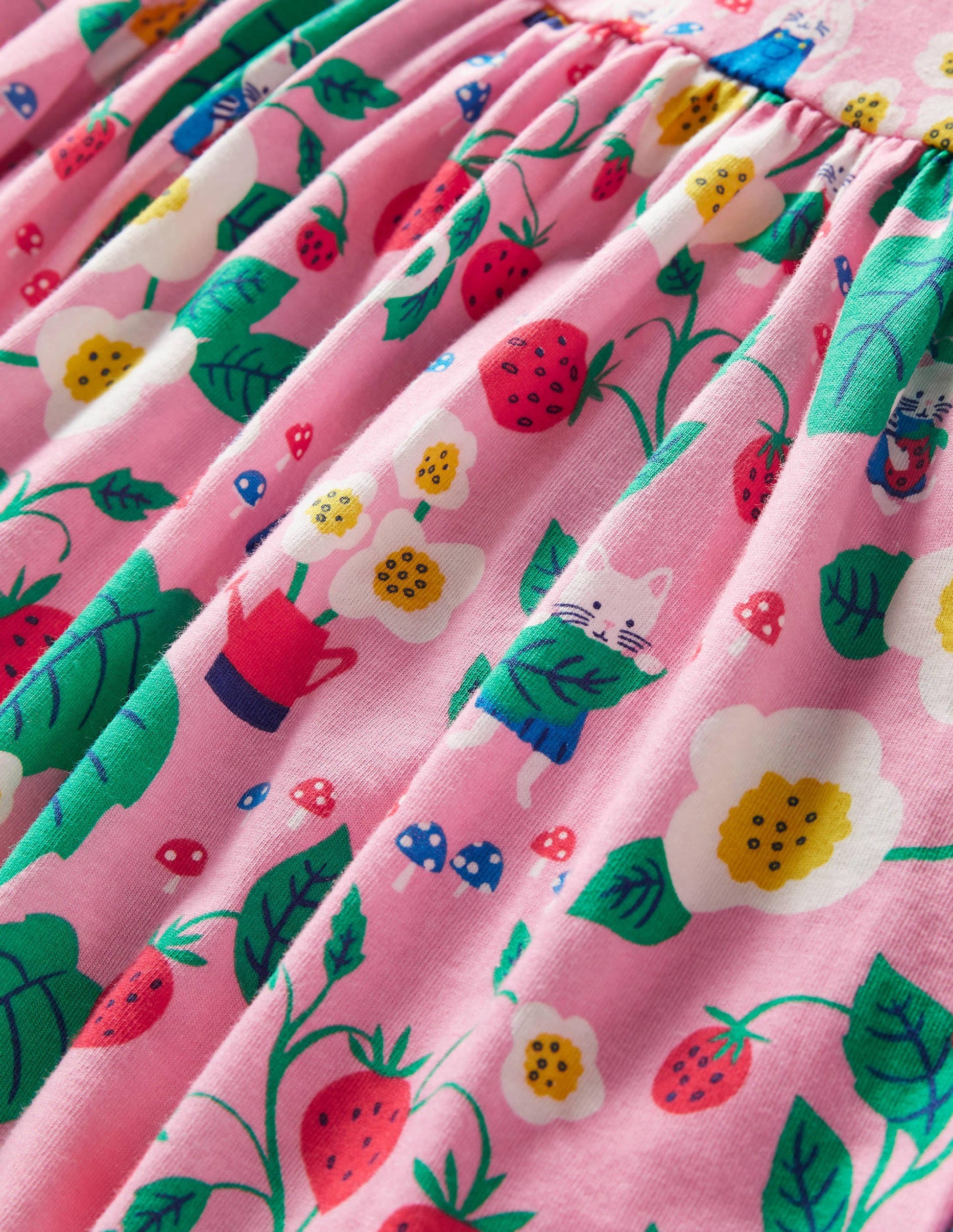 Long Sleeve Fun Jersey Dress-Pink Lemonade Strawberry Patch-3