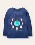 T-shirt à logo phosphorescent-Phases lunaires bleu marine