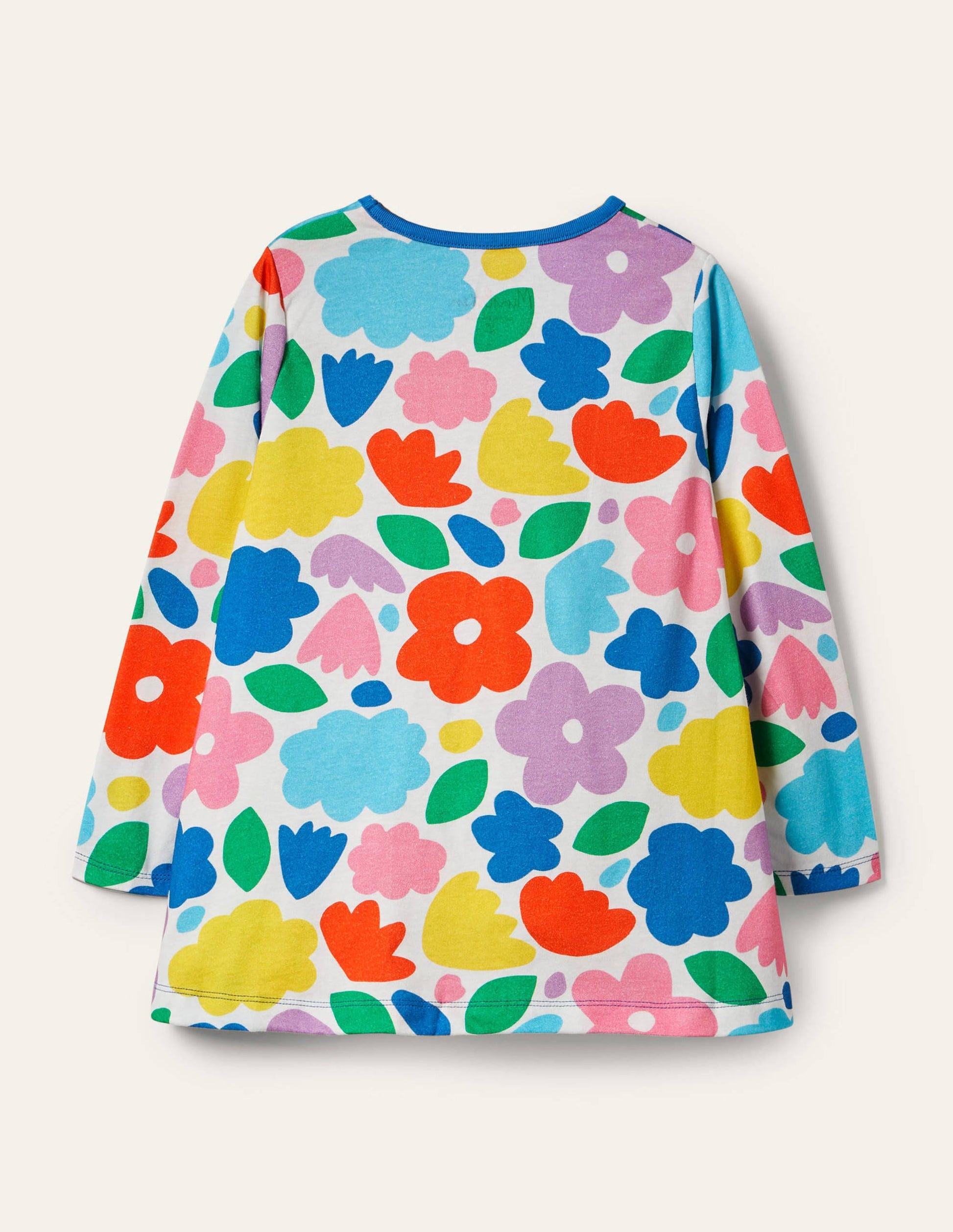 Gemusterte Jersey-Tunika mit Taschen-Bunt, Blumen-3
