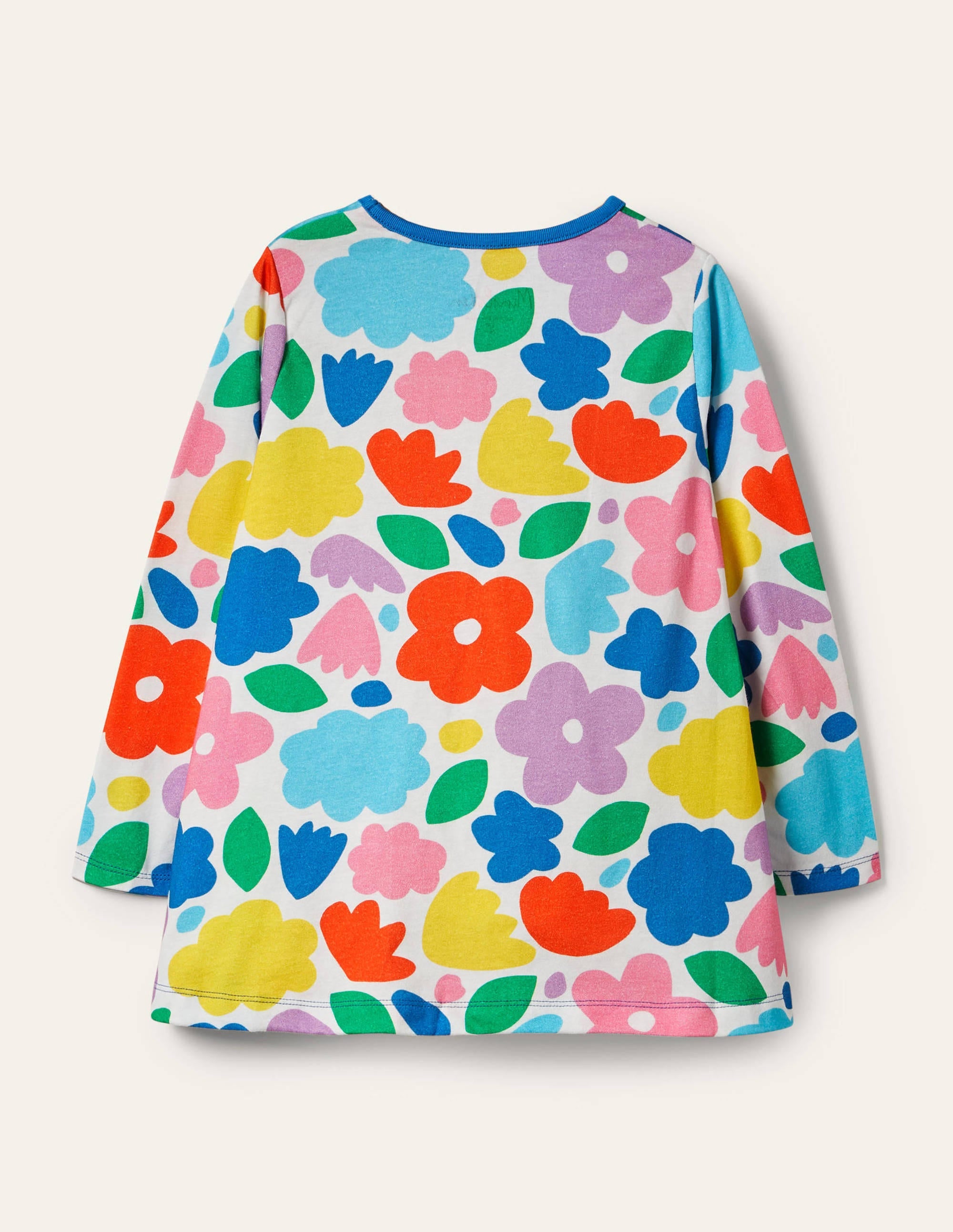 Gemusterte Jersey-Tunika mit Taschen-Bunt, Blumen - Image 3