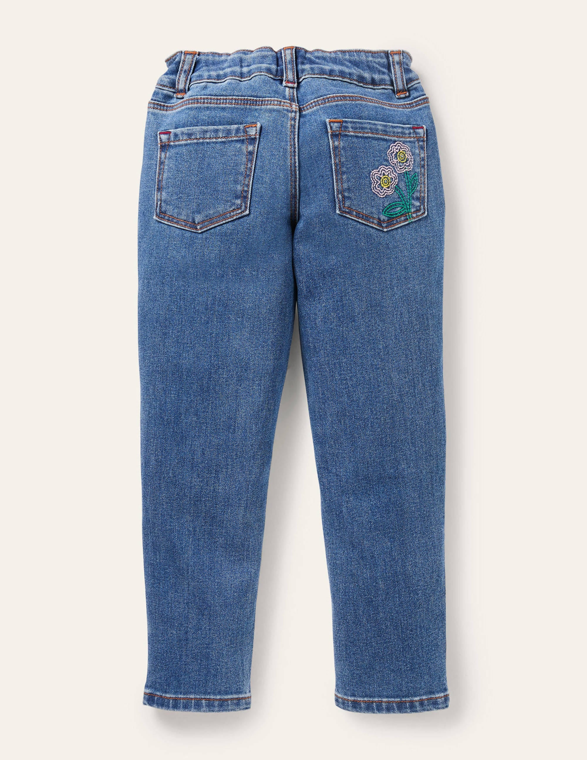 Jean girlfriend-Motif floral denim vintage clair - Image 2