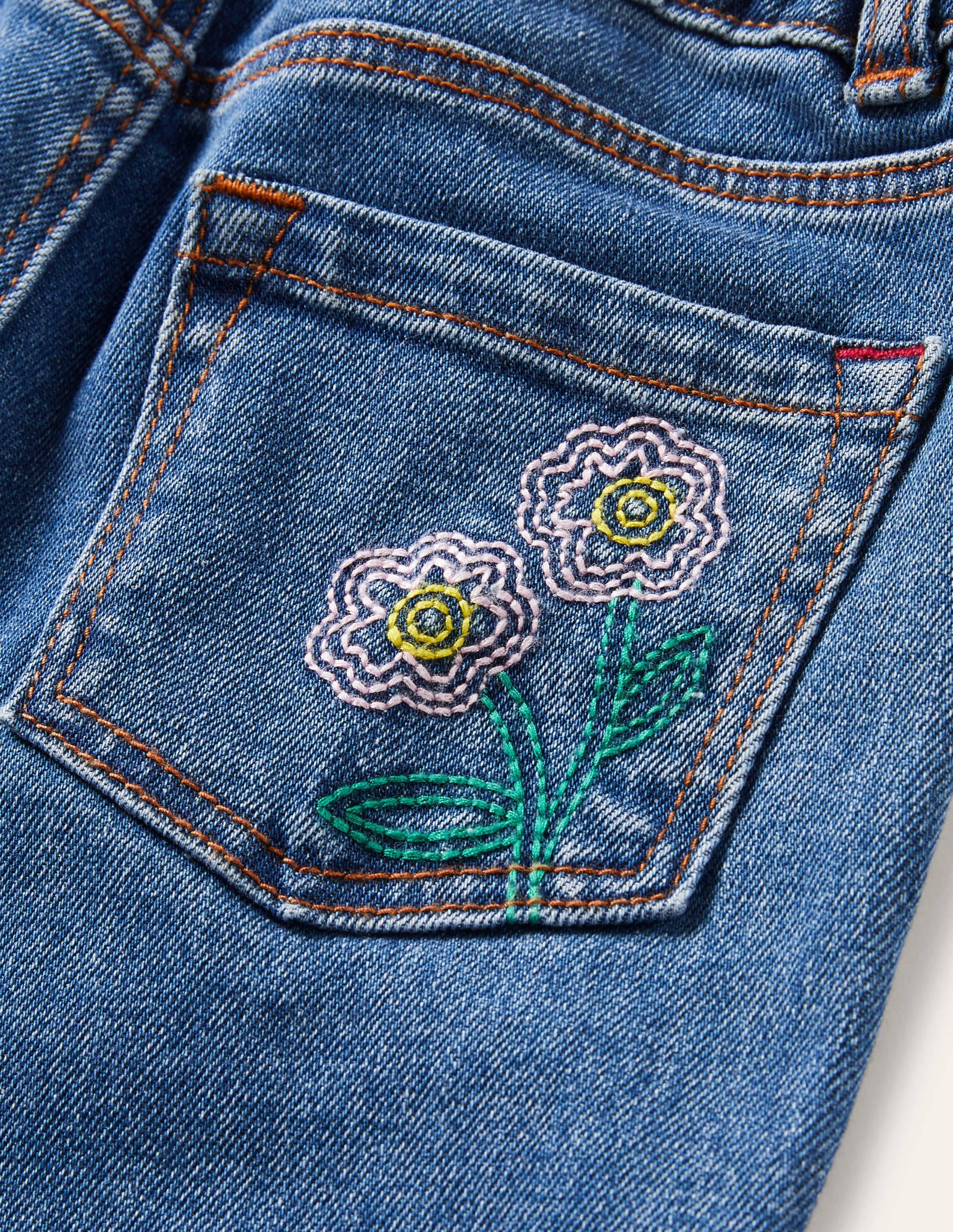 Jean girlfriend-Motif floral denim vintage clair - Image 3