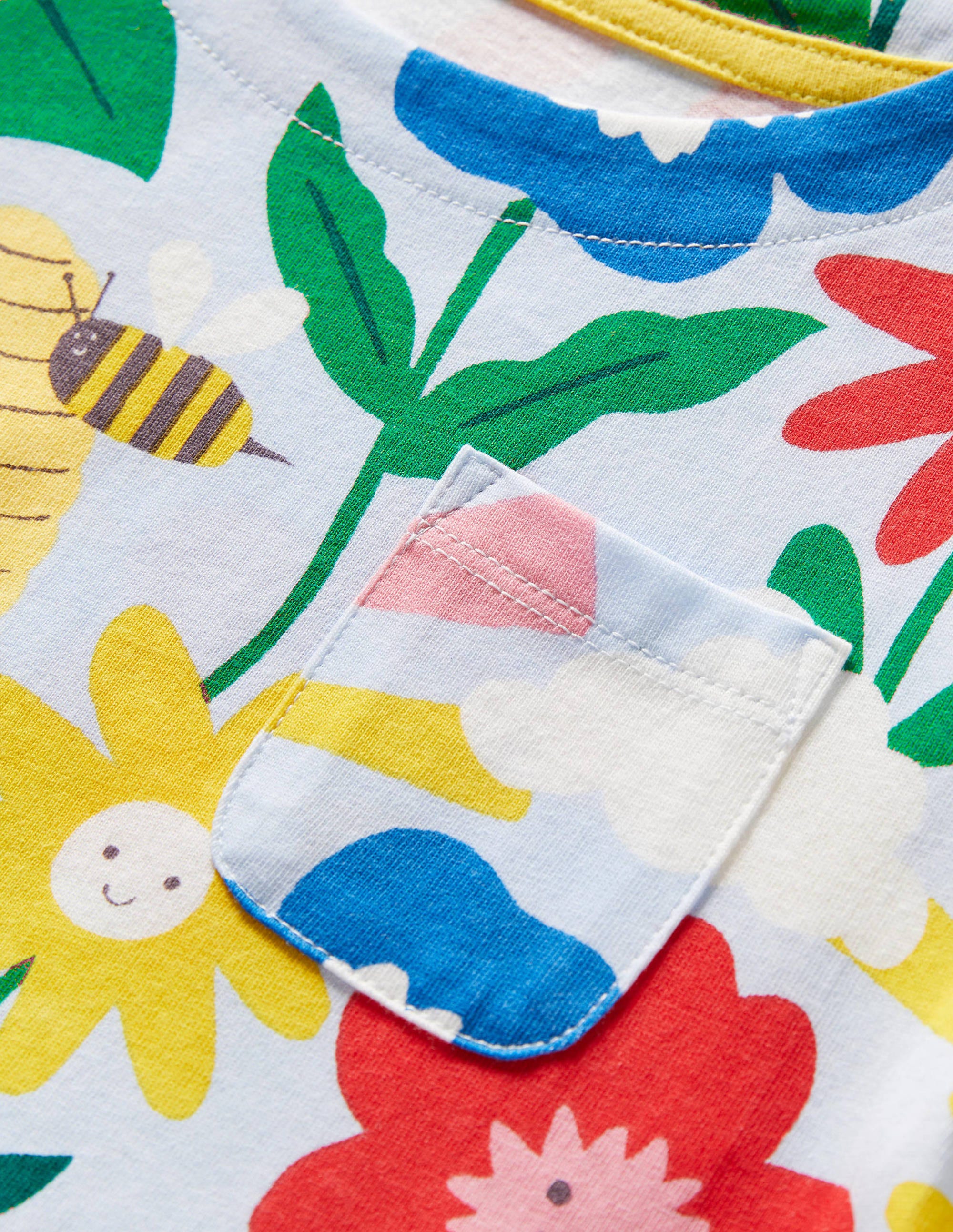 Robe fun en jersey à manches courtes-Motif Happy Flowers bleu Provence - Image 3