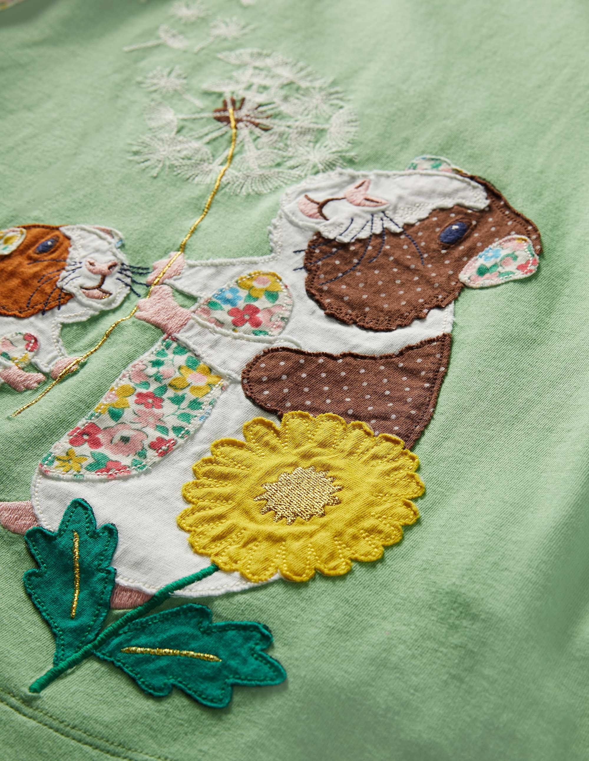 Robe manches longues à appliqué-Cochons d'Inde vert aloé vera - Image 3