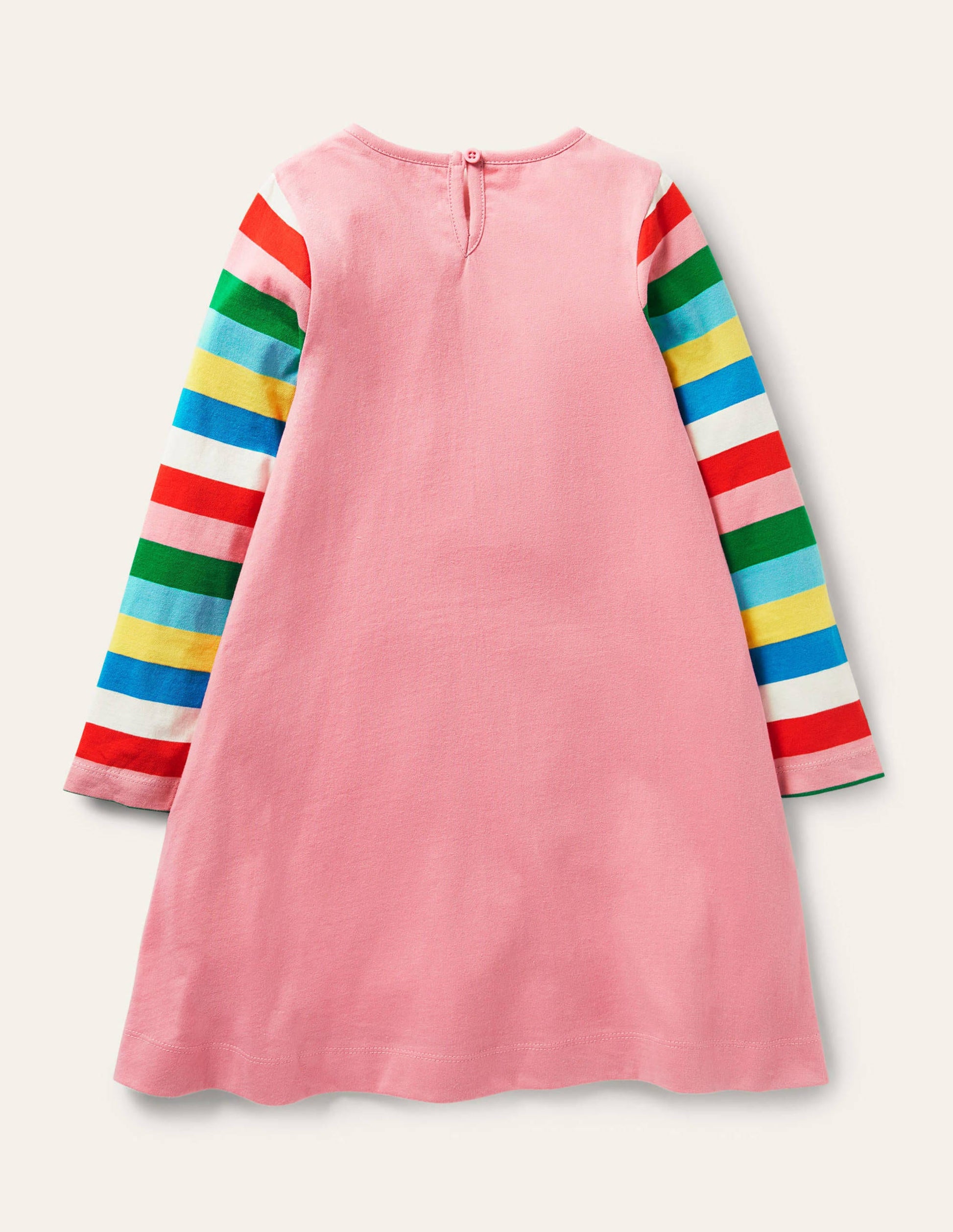 Langärmliges Kleid mit Applikation-Helles Blütenrosa, Traktor-2