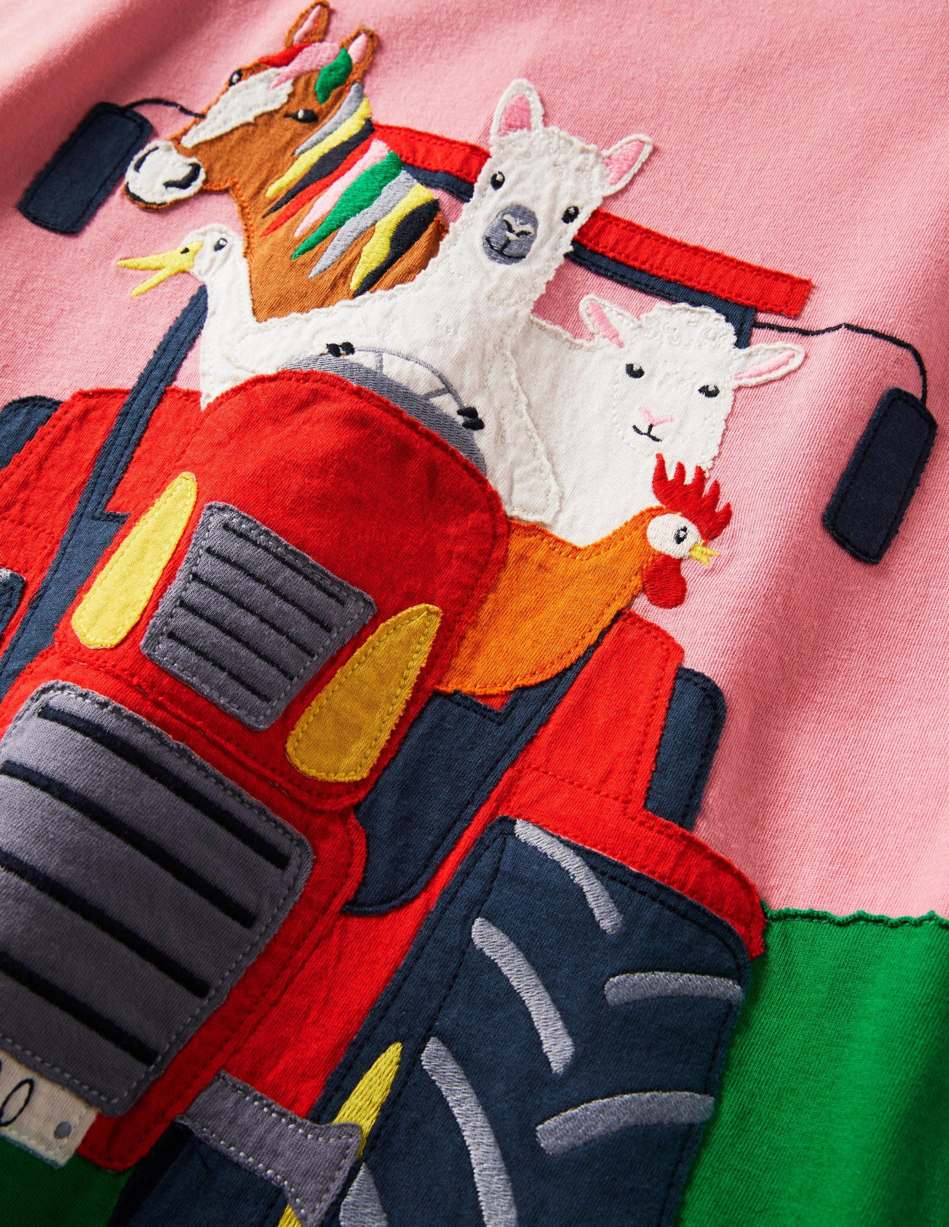 Langärmliges Kleid mit Applikation-Helles Blütenrosa, Traktor-3