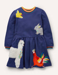 Sweatshirtkleid mit Applikation-Segelblau, Tiere