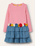Kleid mit Applikationen und Mustermix-Kirschblütenrosa/Naturweiß, Blumen