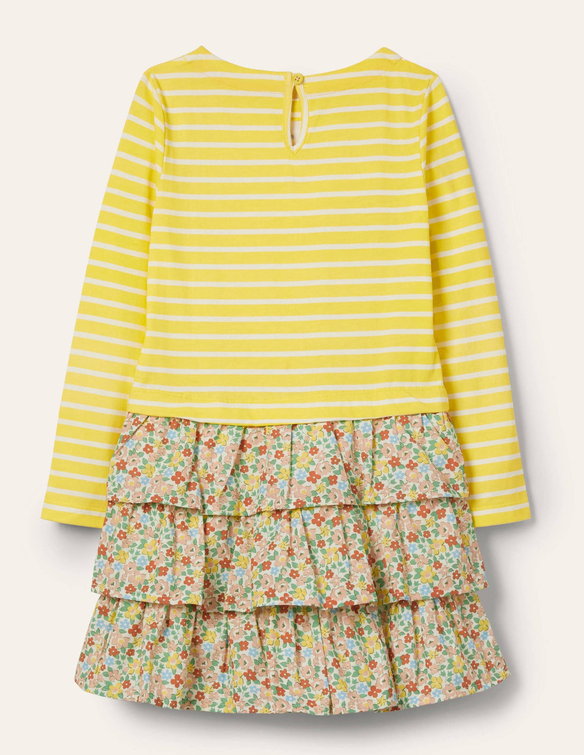 Kleid mit Applikationen und Mustermix-Maisgelb/Naturweiß, Schaf-2