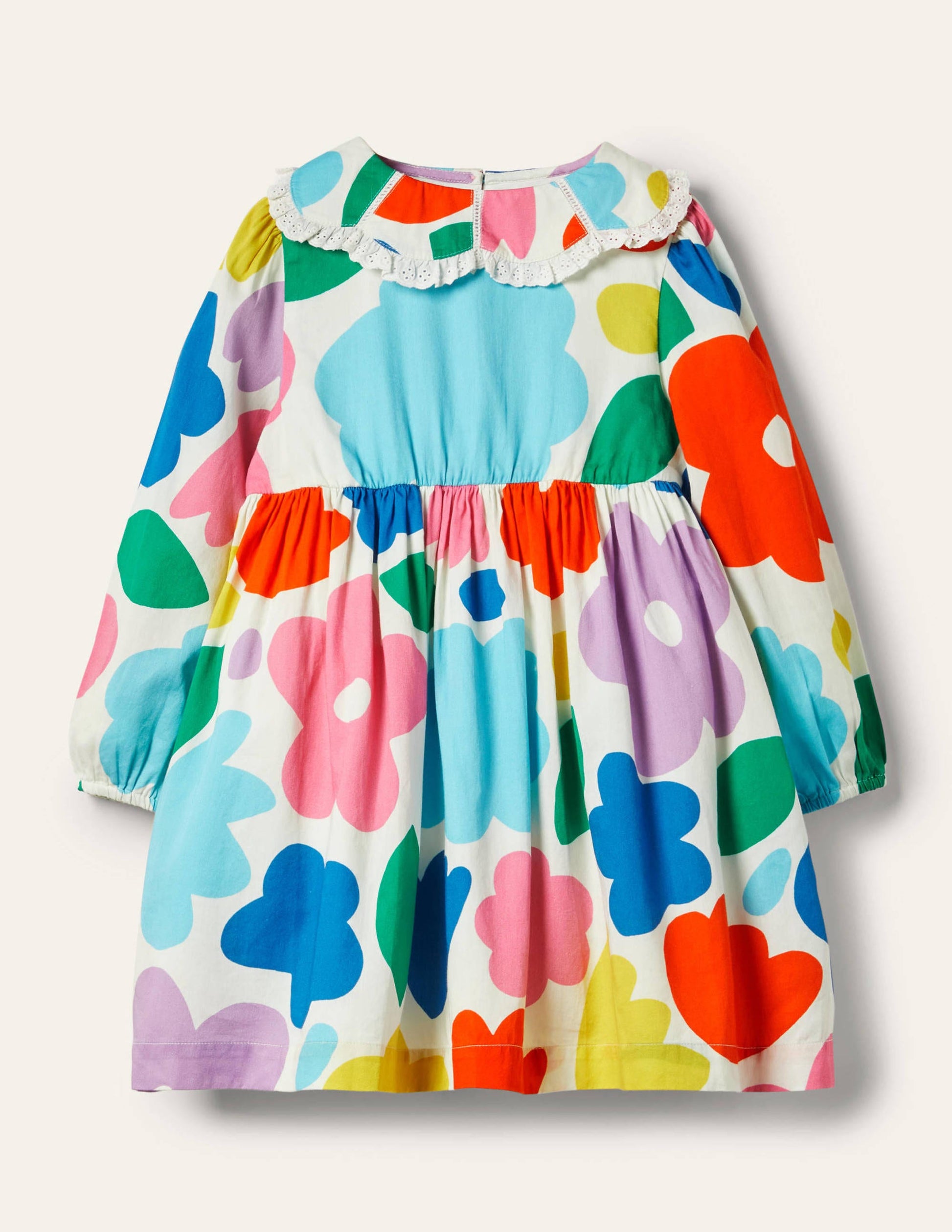 Webkleid mit Kragen-Bunt, Blumen-1