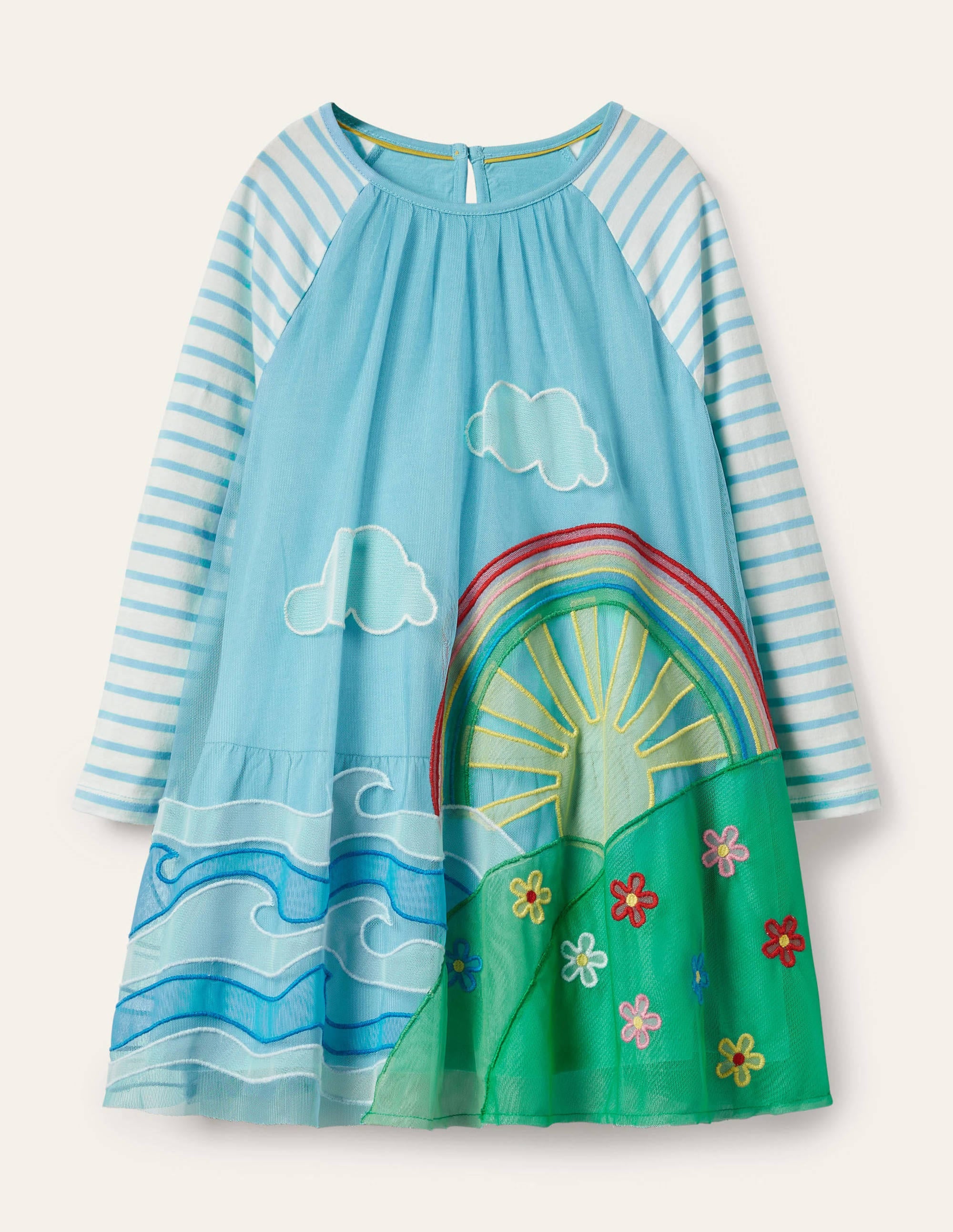 Tüllkleid aus Jersey mit Szenenmotiv-Wasserblau, Wetterszene - Image 1
