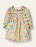 Robe boutonnée à smocks-Motif Spring Floral multi