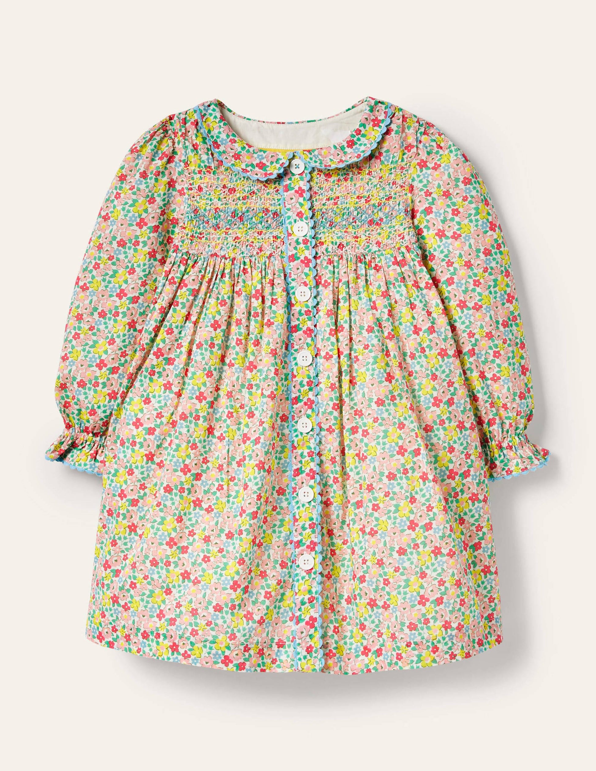 Robe boutonnée à smocks-Motif Spring Floral multi-1