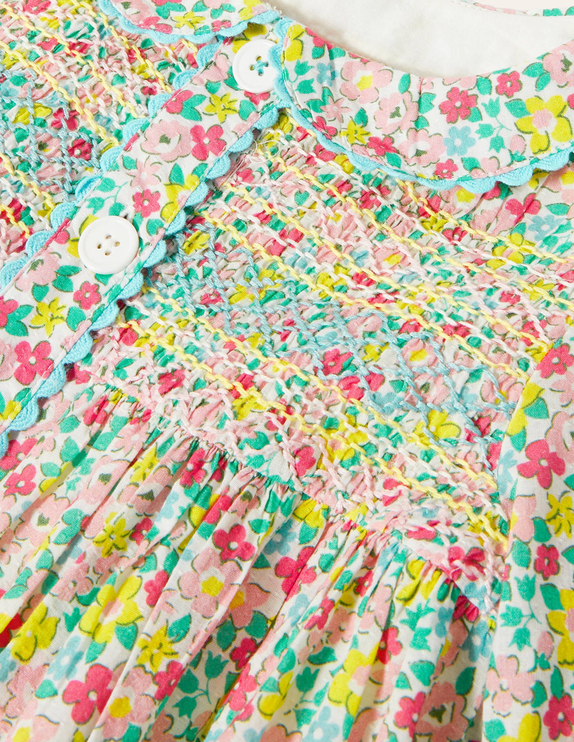 Robe boutonnée à smocks-Motif Spring Floral multi - Image 3