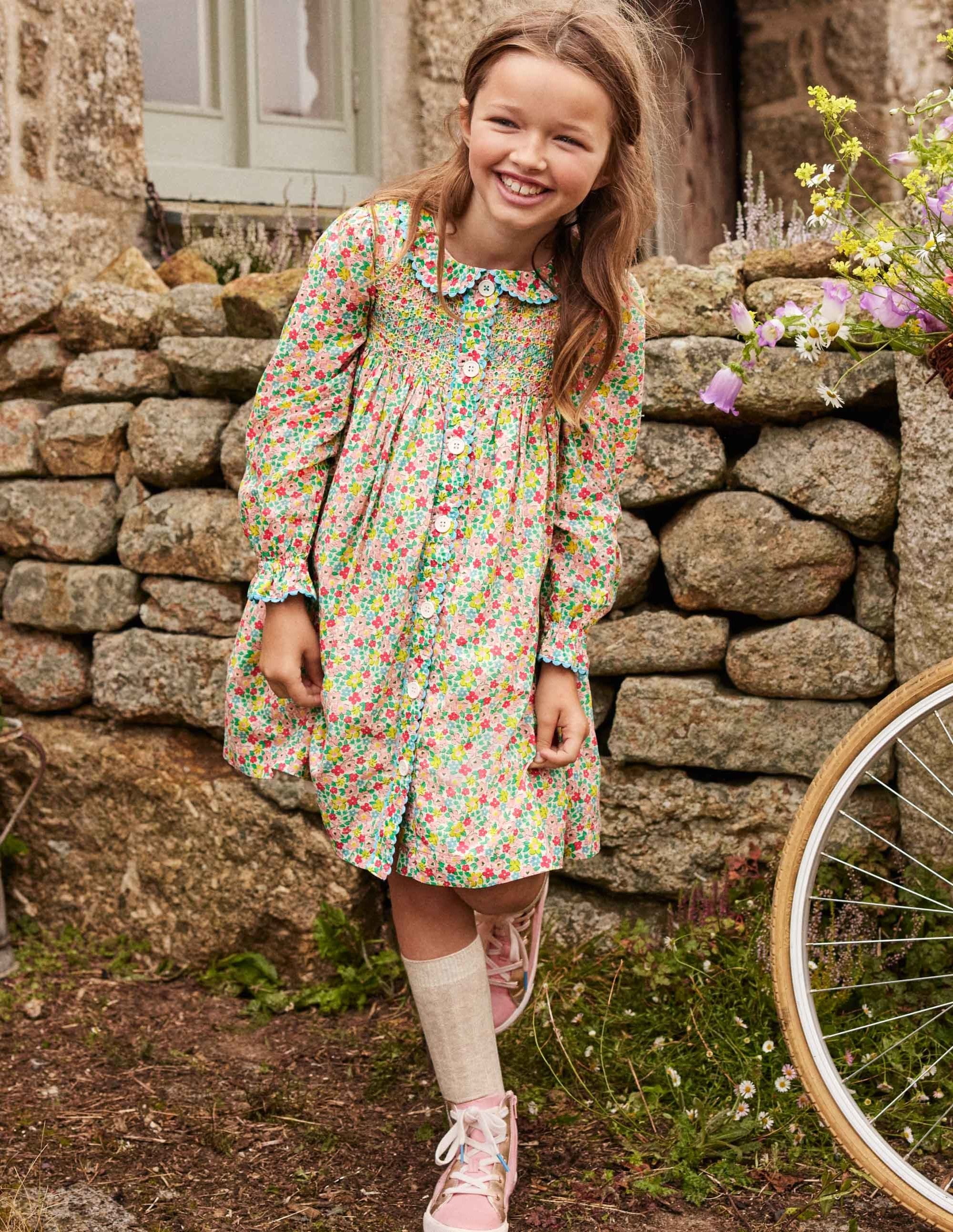 Robe boutonnée à smocks-Motif Spring Floral multi - Image 4