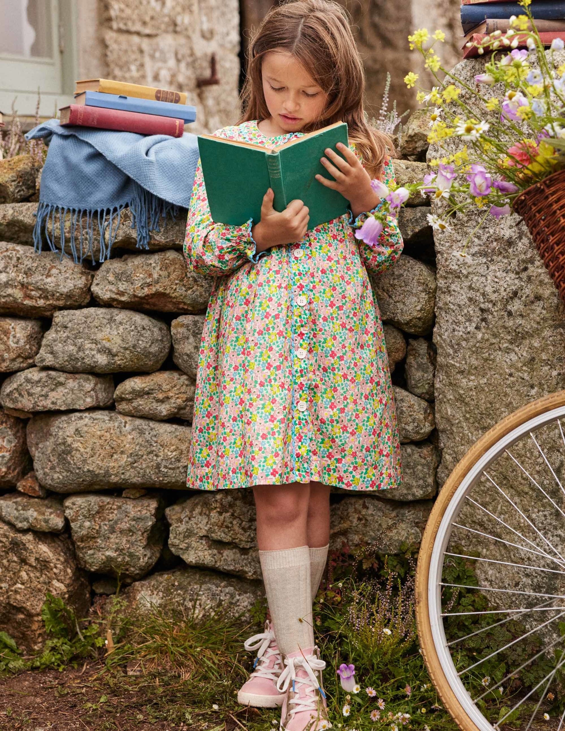 Robe boutonnée à smocks-Motif Spring Floral multi-6