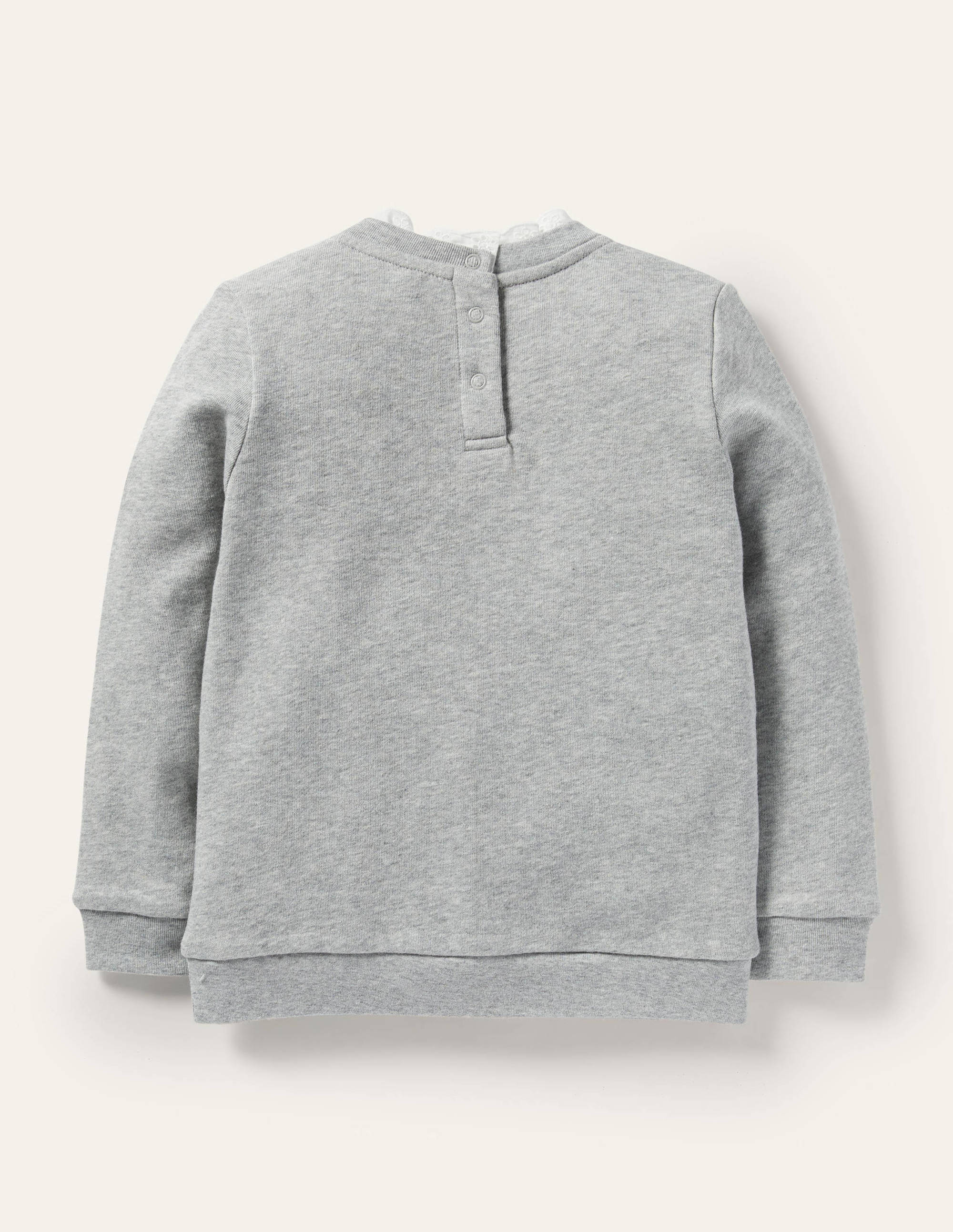 Sweat brodé-Motif floral gris chiné - Image 2
