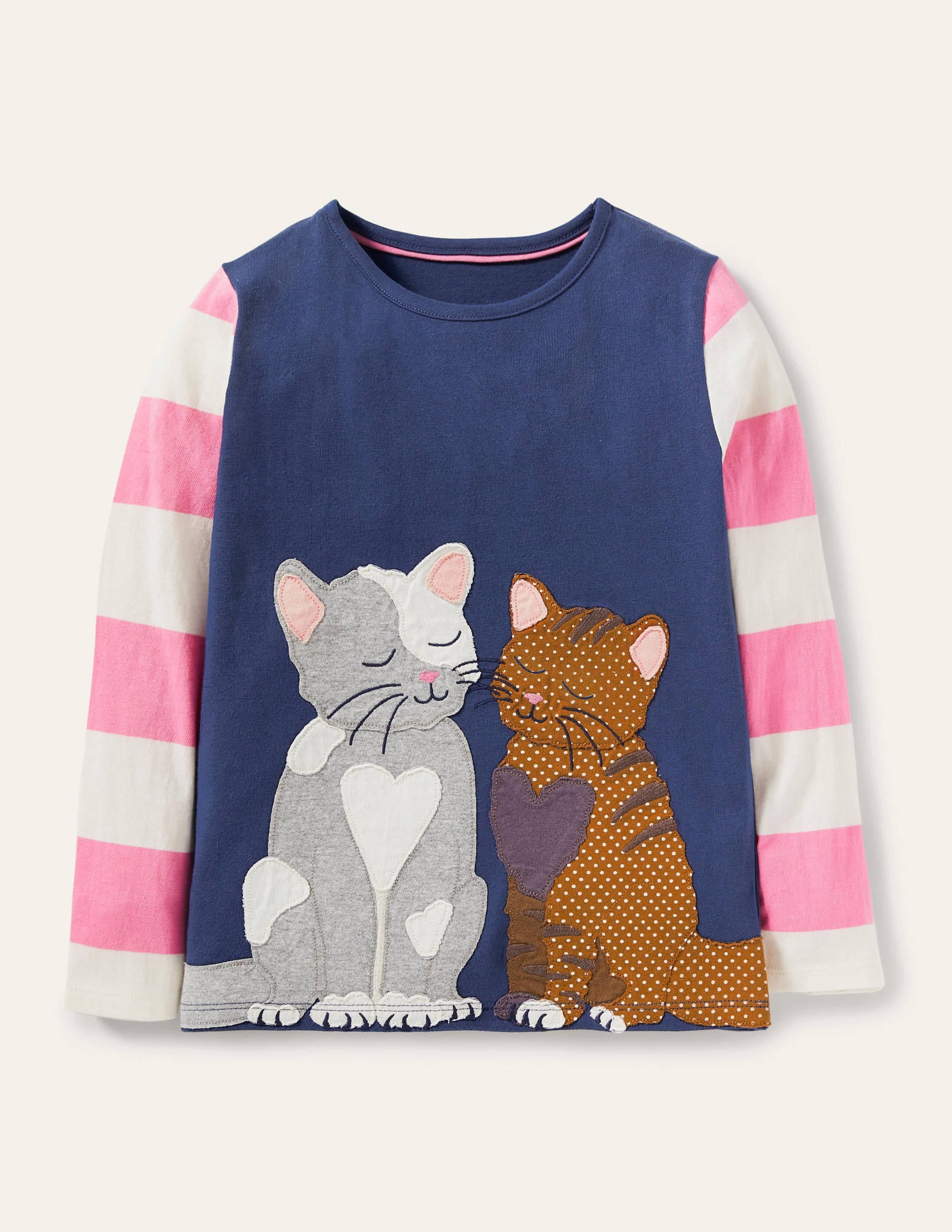 T-shirt à appliqué recto verso-Chats bleu tribord - Image 1