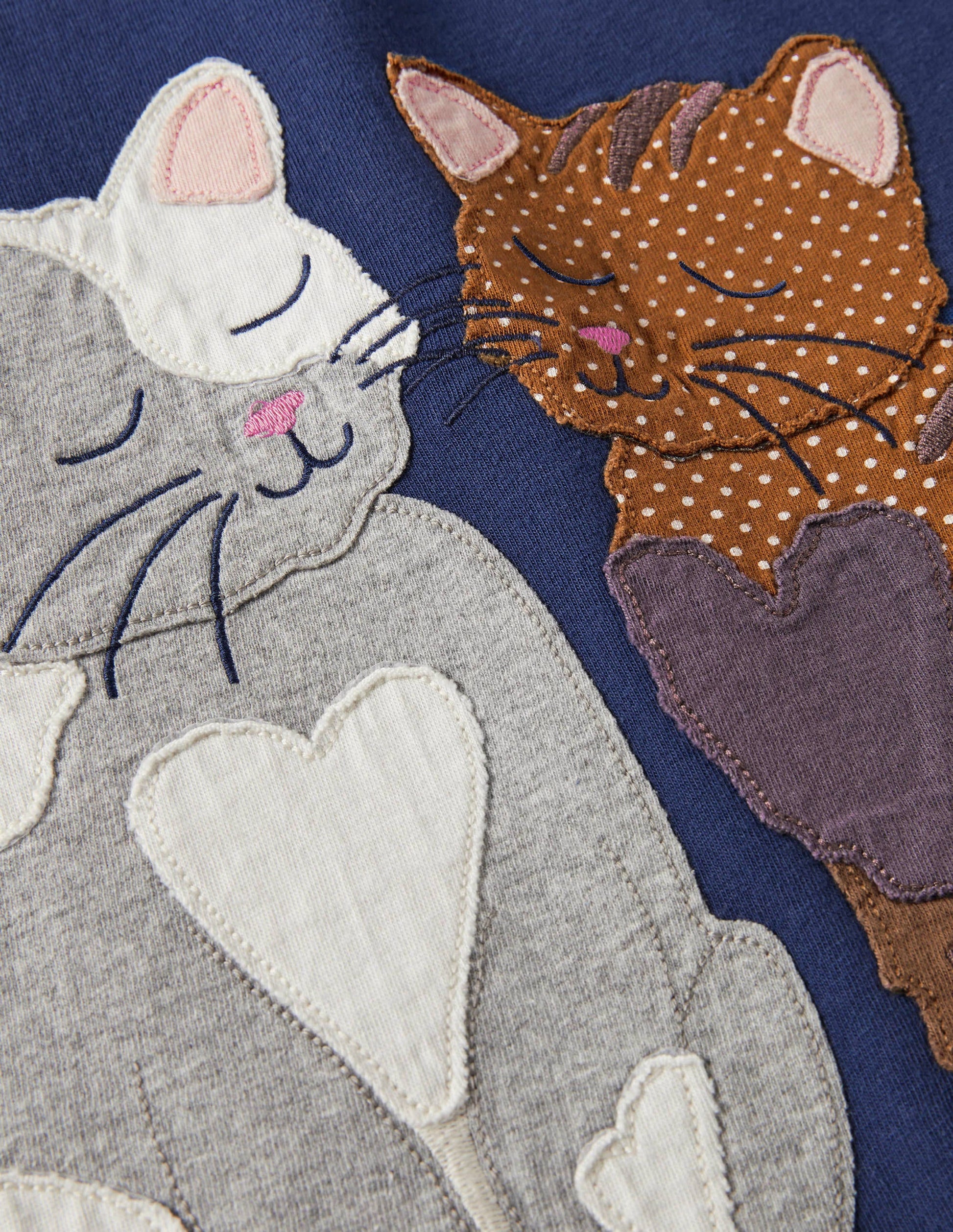 T-shirt à appliqué recto verso-Chats bleu tribord-3
