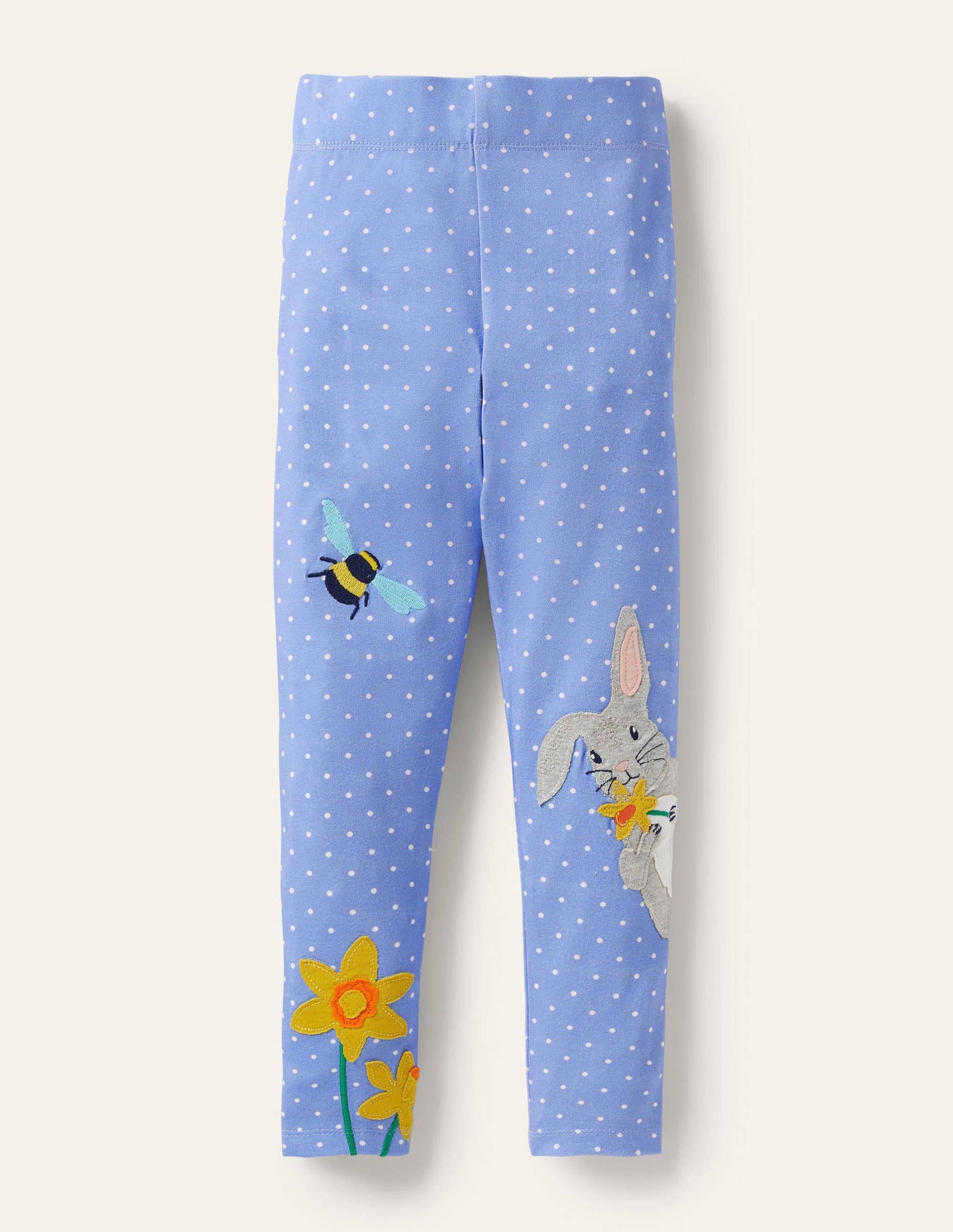 Fröhliche Leggings mit Applikation-Helles Glockenblumenblau, Pünktchen/Häschen - Image 1