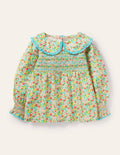 Top tissé à col et smocks-Motif Spring Floral multi