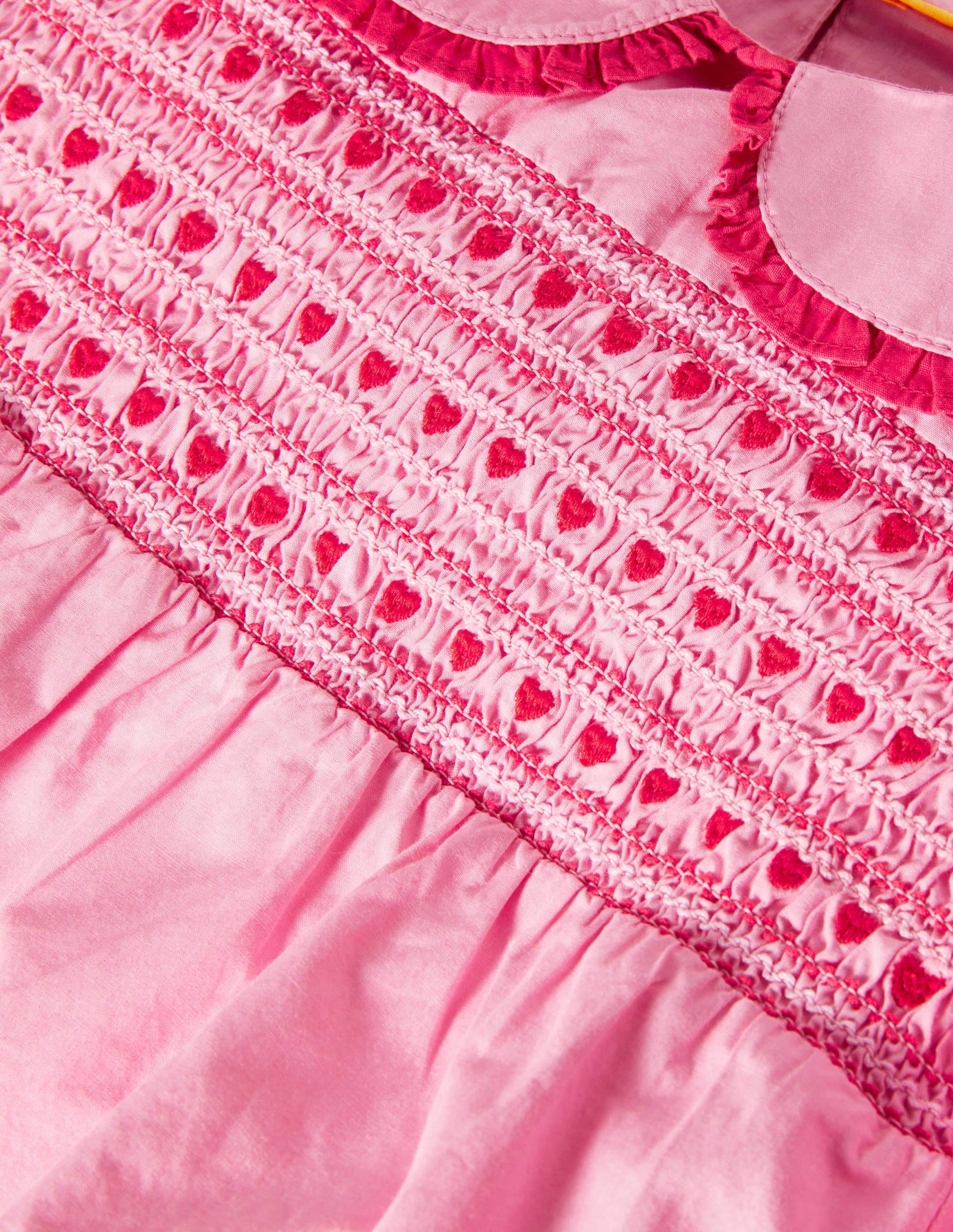 Top tissé à col et smocks-Rose formica-3