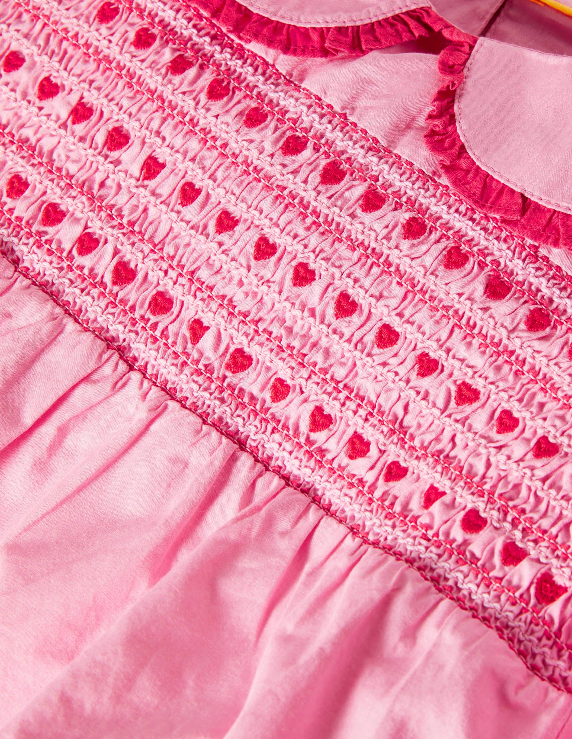 Top tissé à col et smocks-Rose formica - Image 3