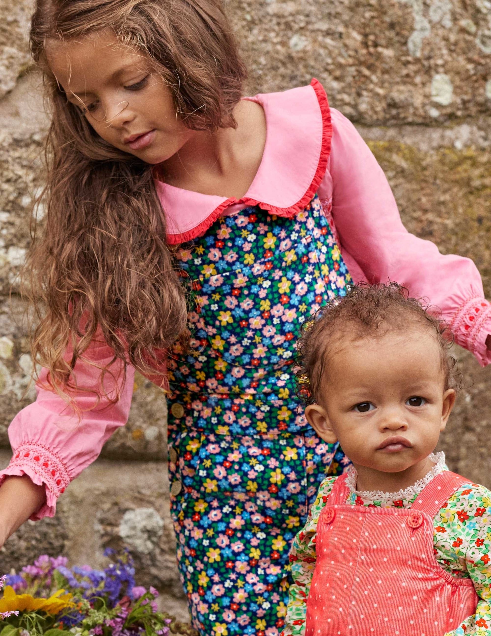 Top tissé à col et smocks-Rose formica-5