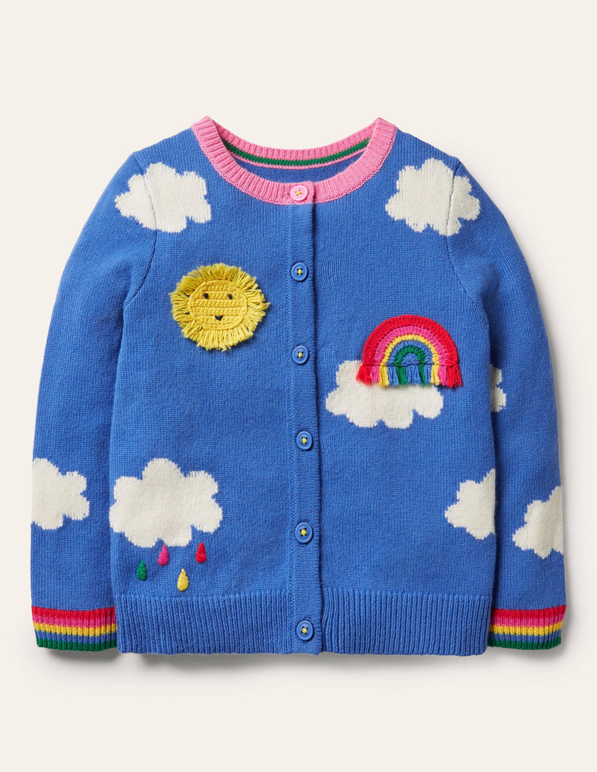 Cardigan à appliqué météo-Ciel bleu élisabéthain-1