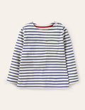 Matrosen-Bretonshirt-Naturweiß/Segelblau