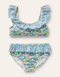Bikini volanté-Motif Floral Spring bleu élisabéthain