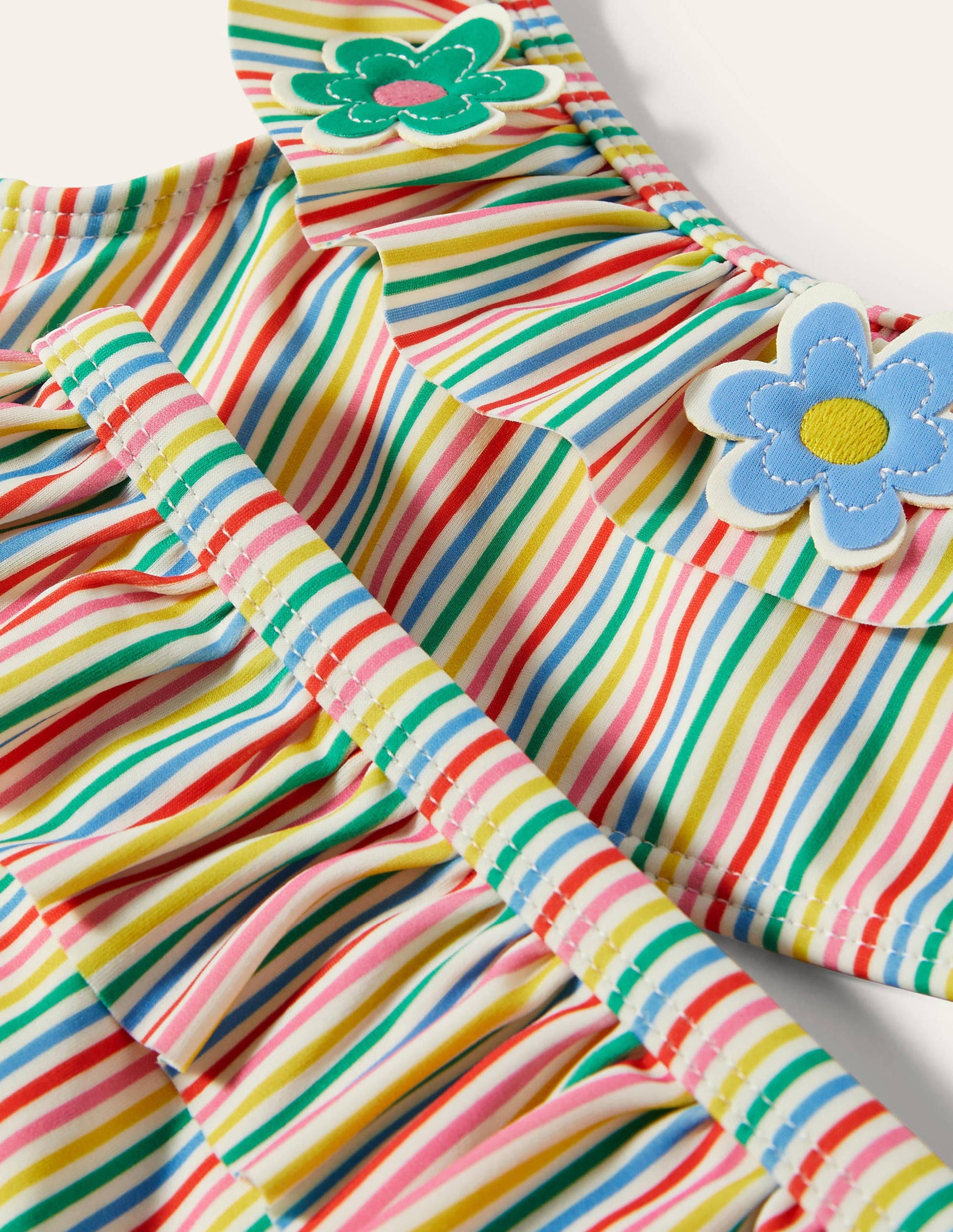 Bikiniset mit Rüschen-Naturweiß/Bunt, Gestreift/Blumen-3