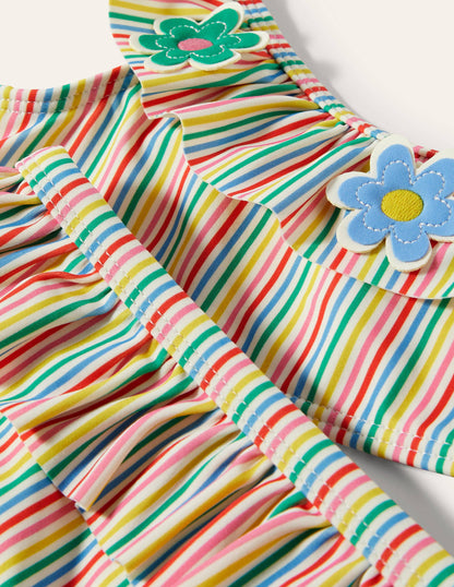 Bikiniset mit Rüschen-Naturweiß/Bunt, Gestreift/Blumen-3