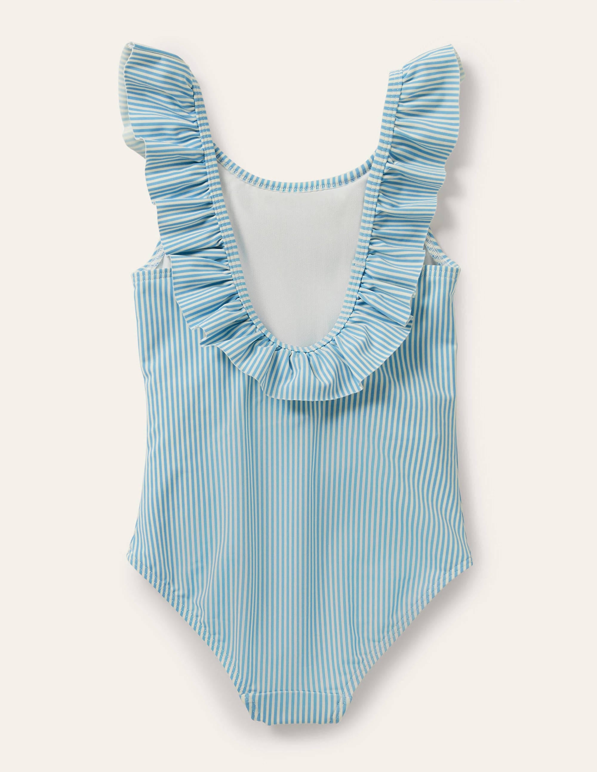 Maillot de bain à encolure volantée-Fraises coutil bleu/ivoire - Image 2
