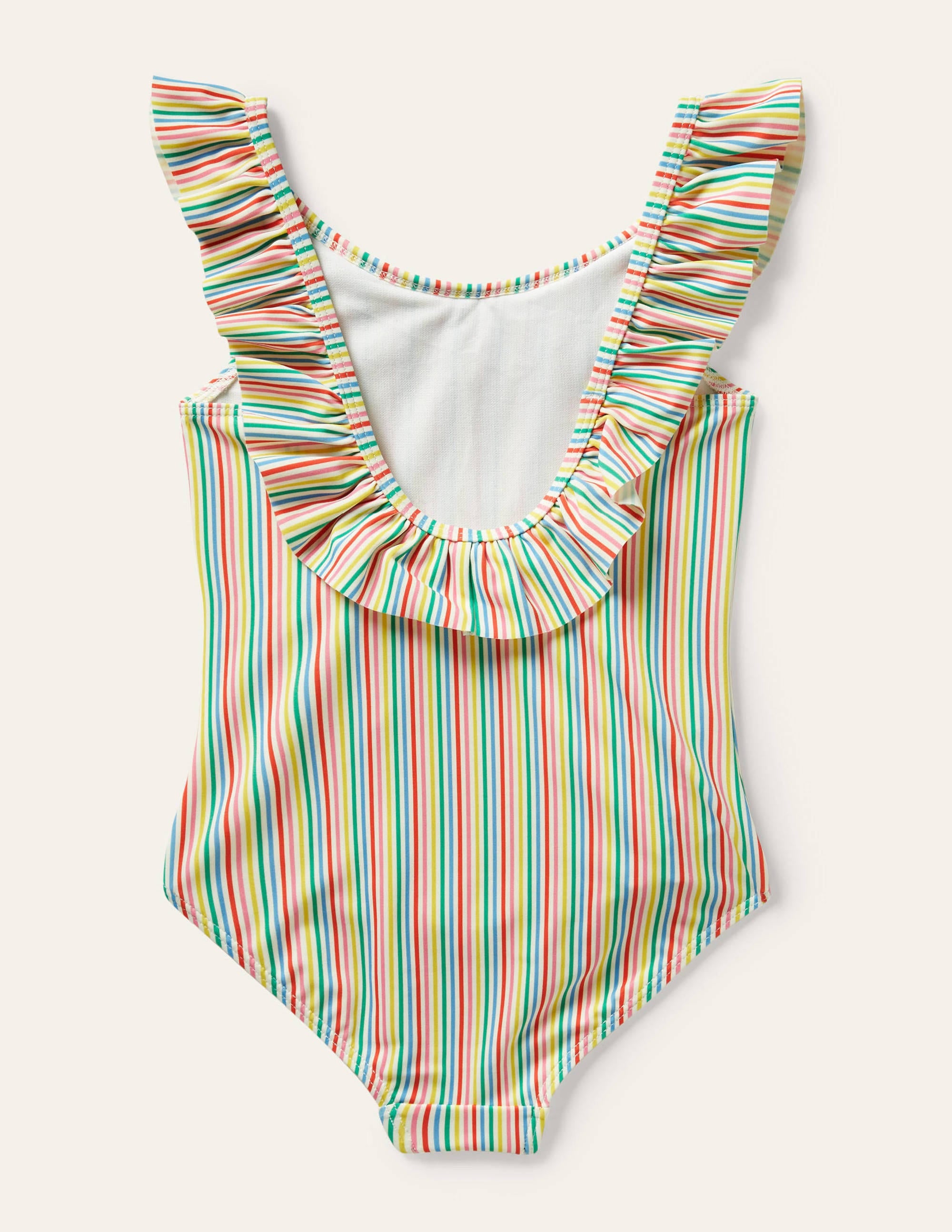 Maillot de bain à encolure volantée-Fleurs ivoire/rayé multi - Image 2