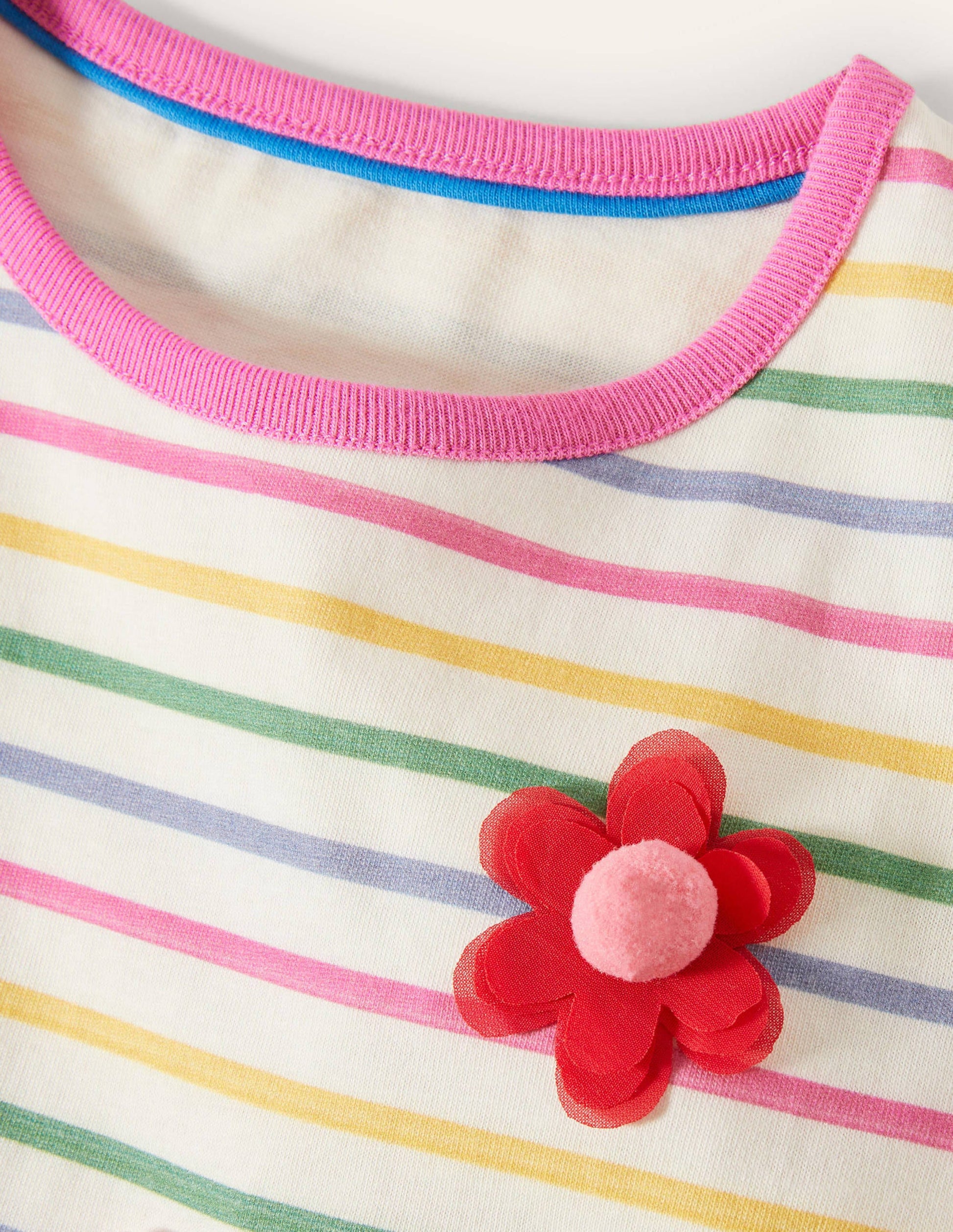 Gestreiftes T-Shirt mit Motiv-Naturweiß/Bunt, Gestreift/Blumen-3