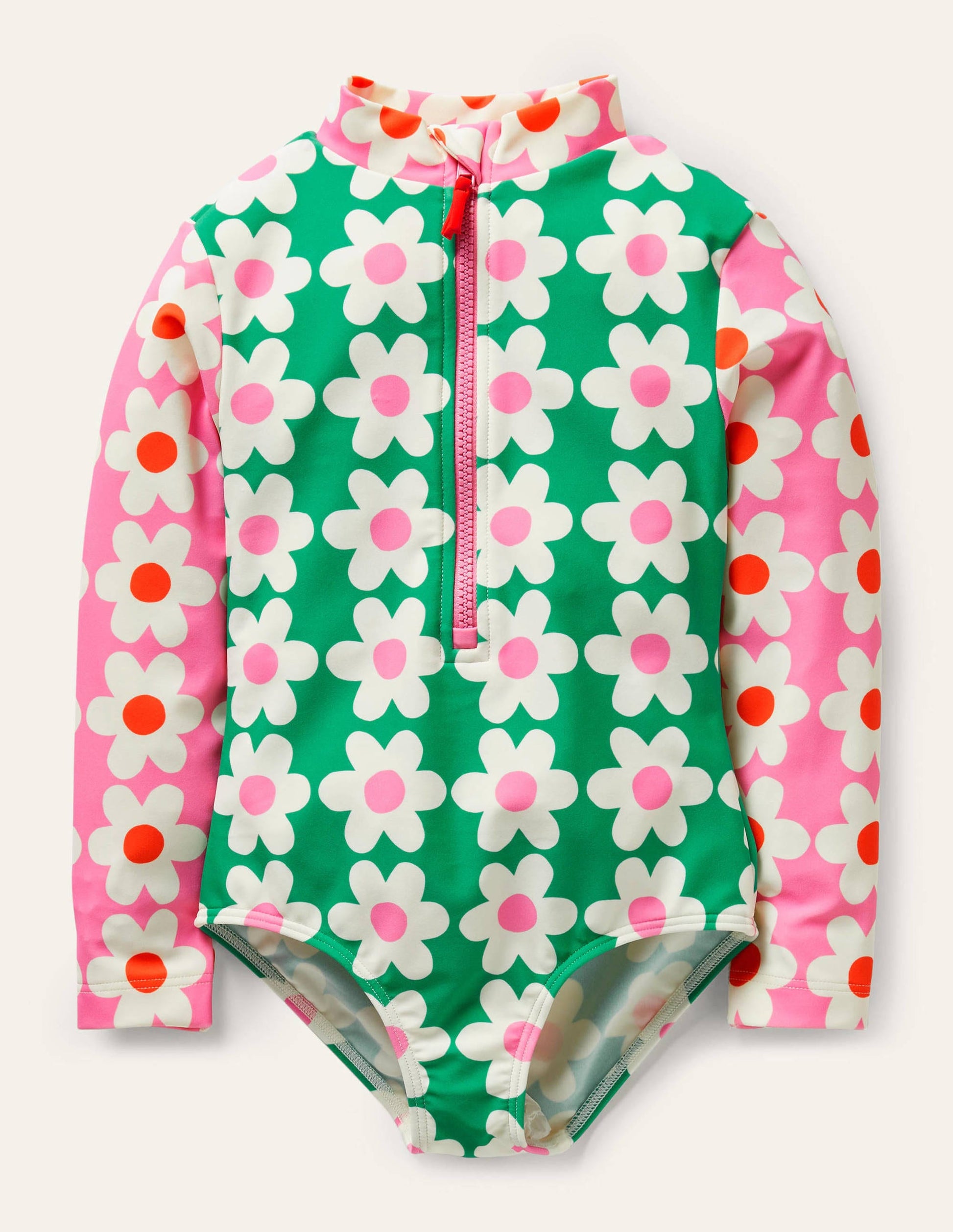 Maillot de bain à manches longues-Motif Daisy Geo poivron vert-1