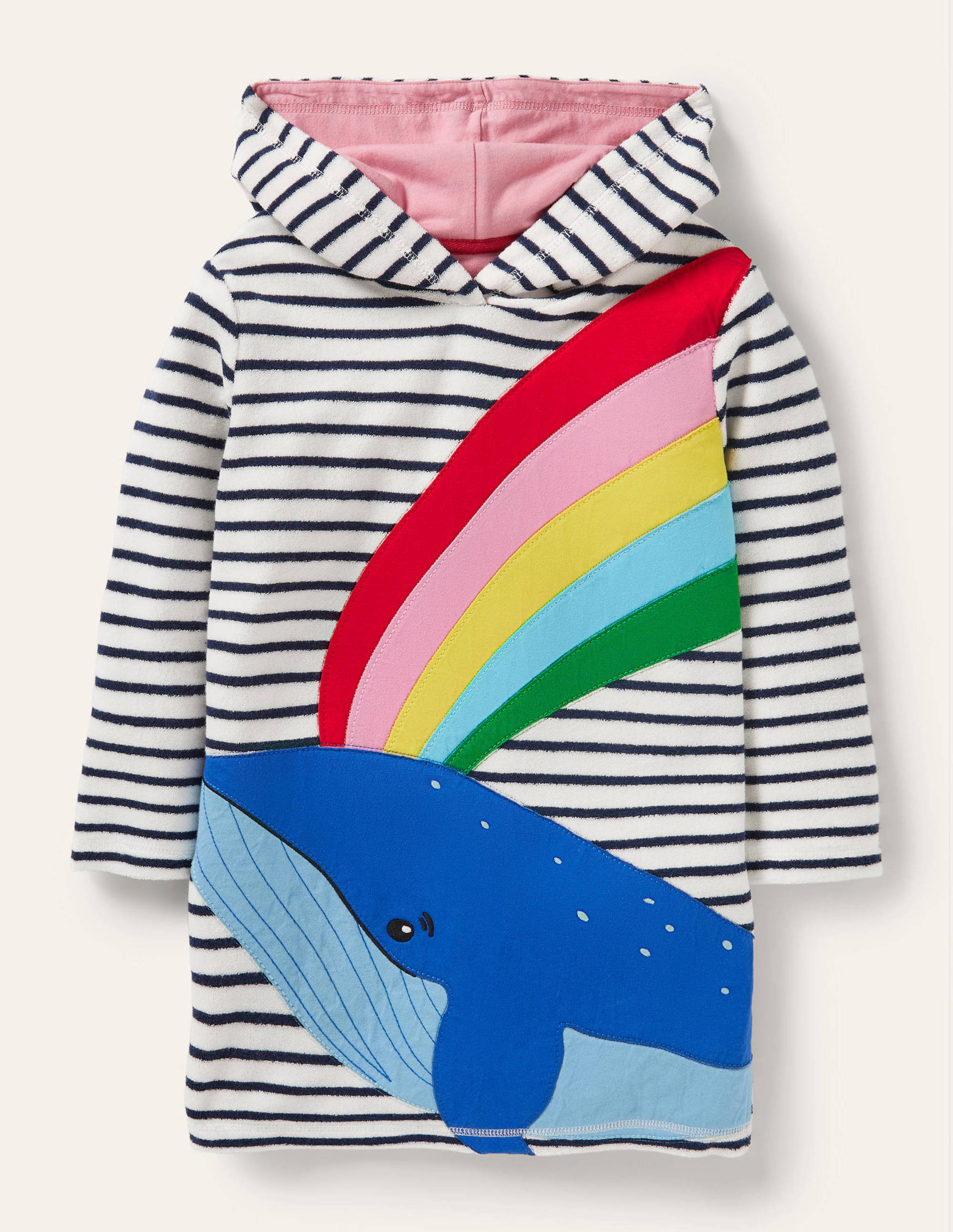 Frottee-Strandkleid mit Applikationen-Naturweiß/Segelblau, Wal - Image 1