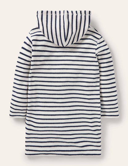 Frottee-Strandkleid mit Applikationen-Naturweiß/Segelblau, Wal-2