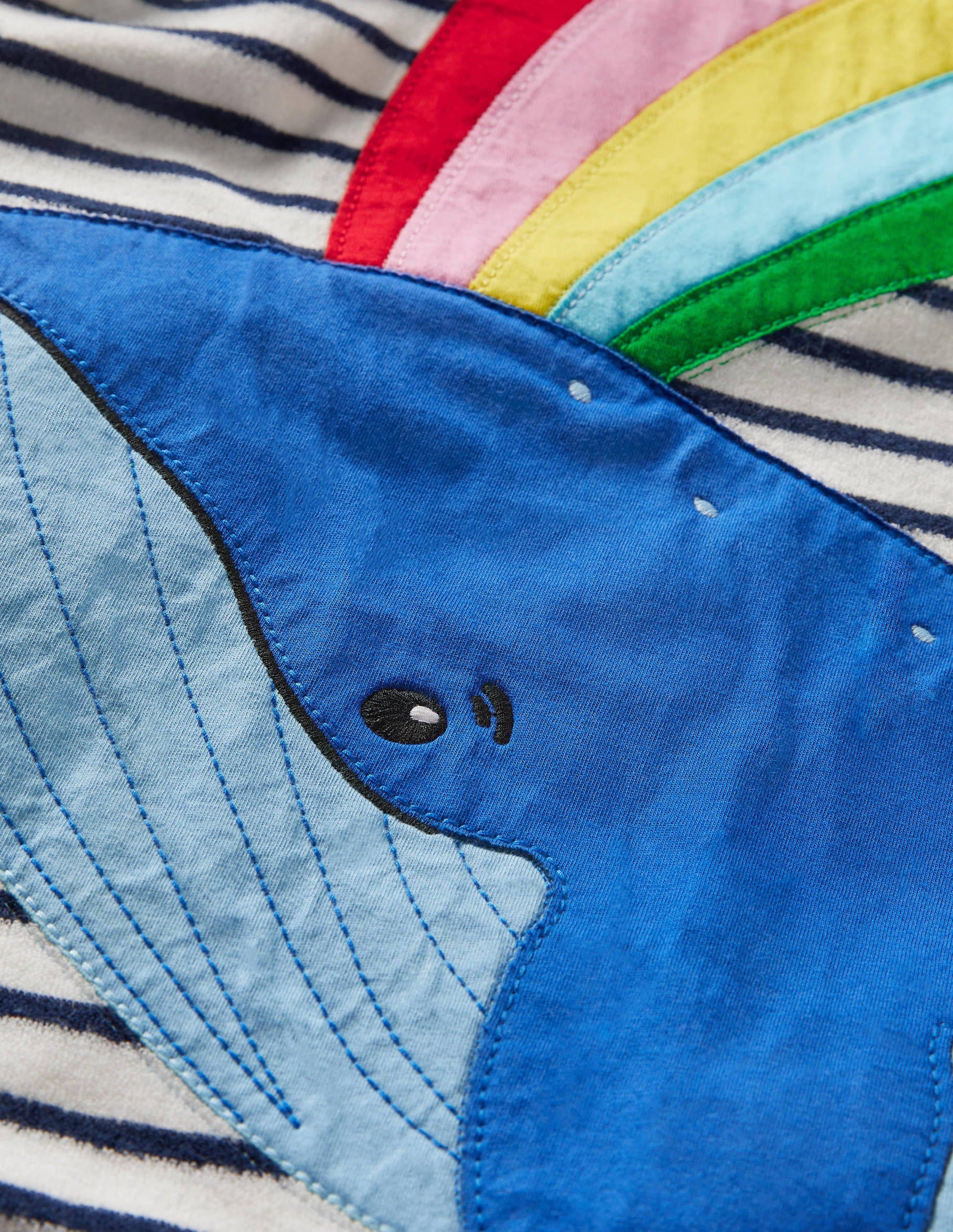 Frottee-Strandkleid mit Applikationen-Naturweiß/Segelblau, Wal-3