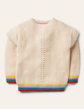 Pullover mit Regenbogen-Rippung-Ecru