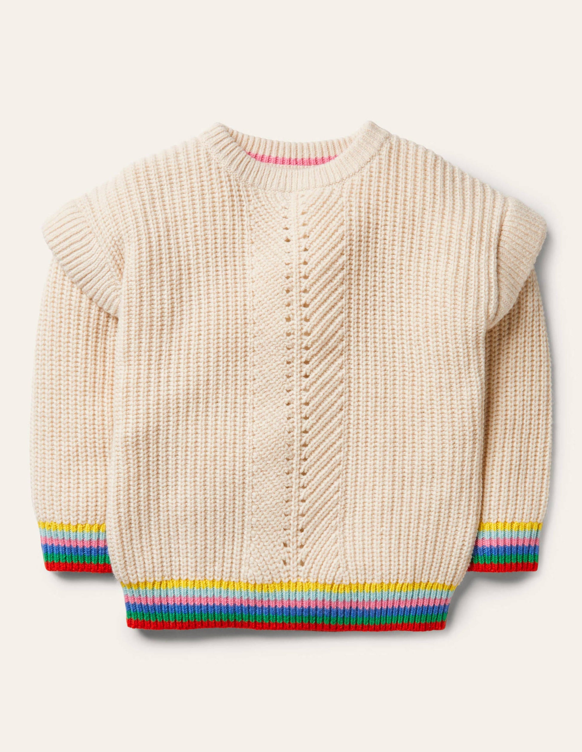 Pullover mit Regenbogen-Rippung-Ecru-1