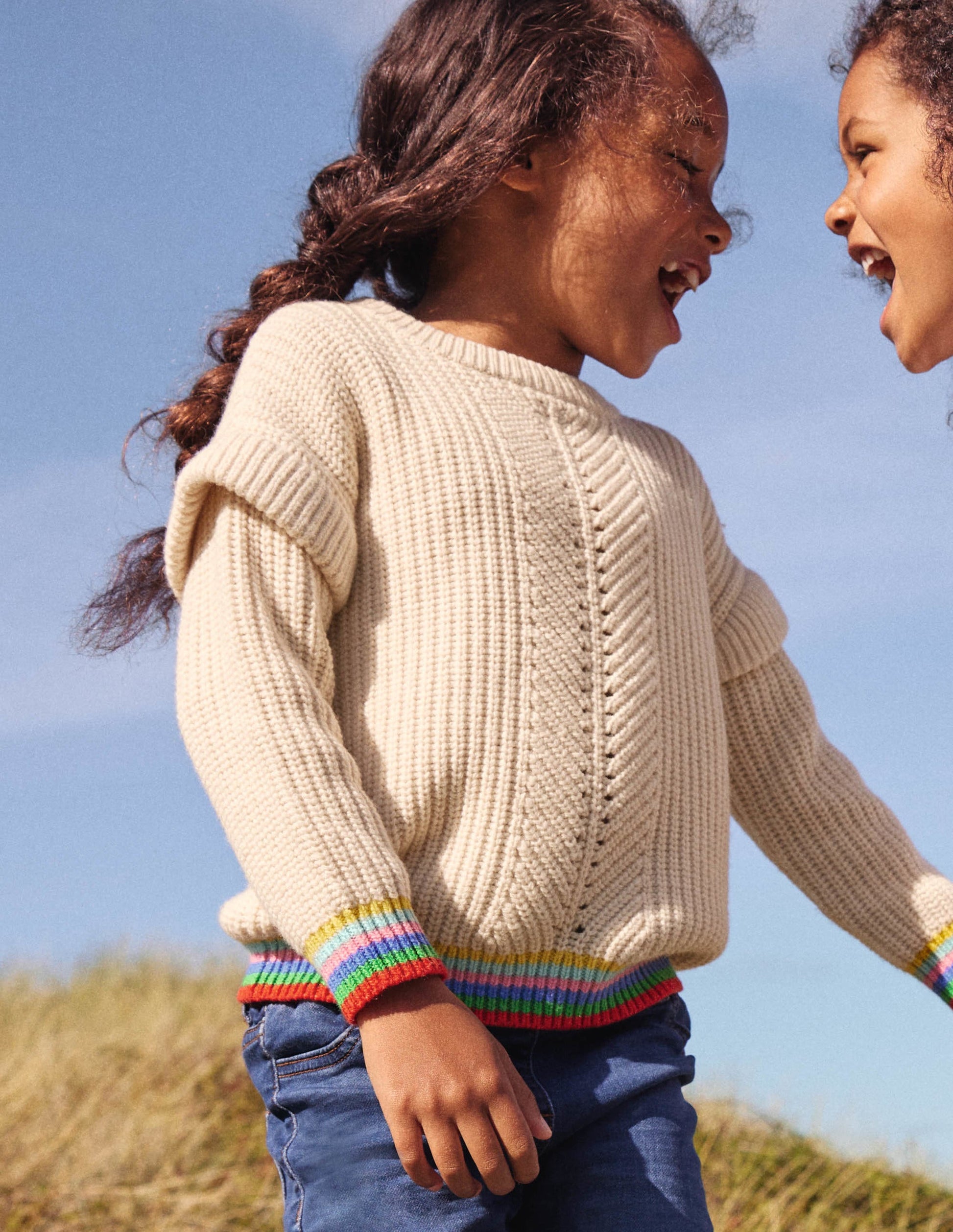 Pullover mit Regenbogen-Rippung-Ecru-5
