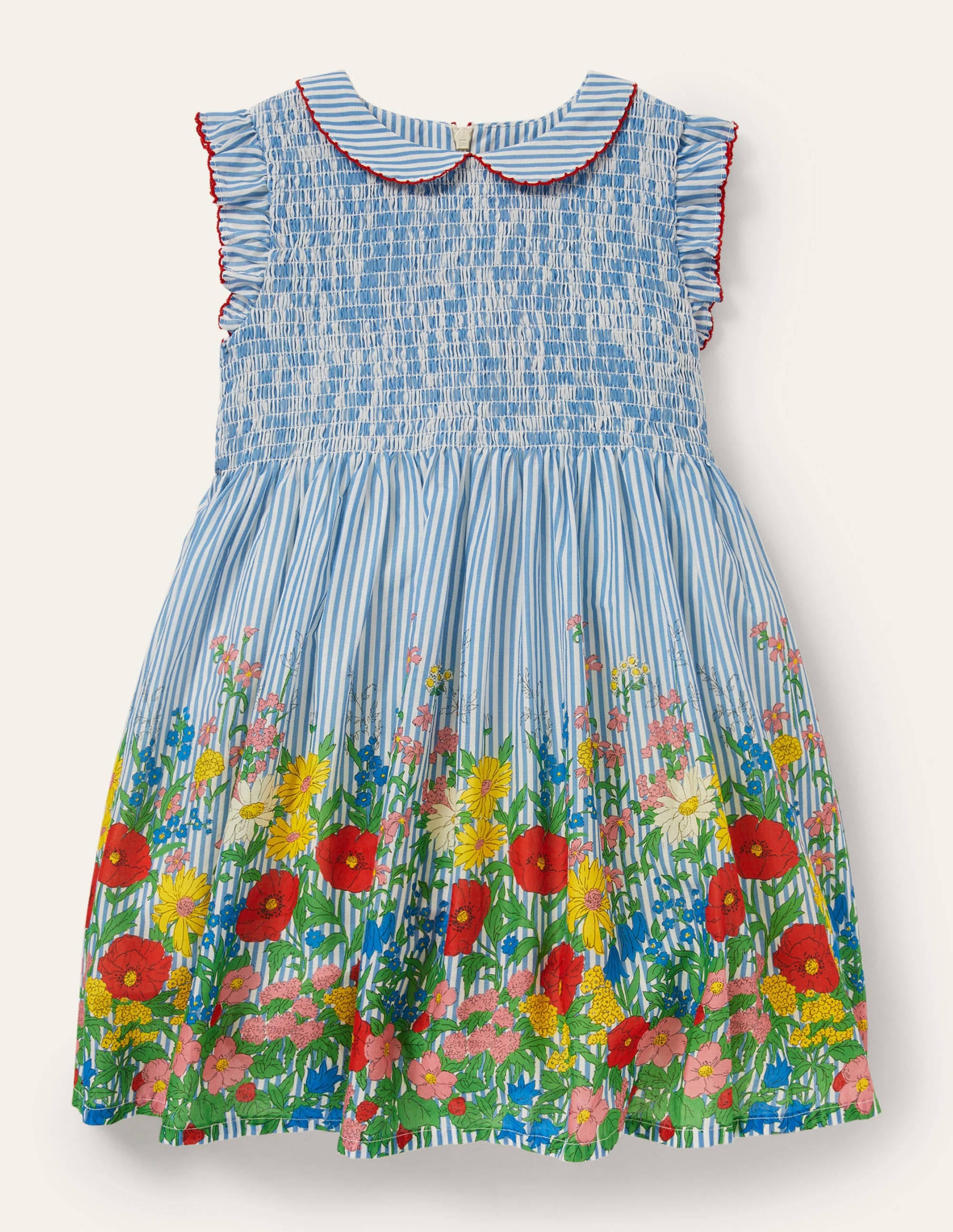 Gesmoktes Webkleid-Helles Glockenblumenblau, Blumenmuster - Image 1
