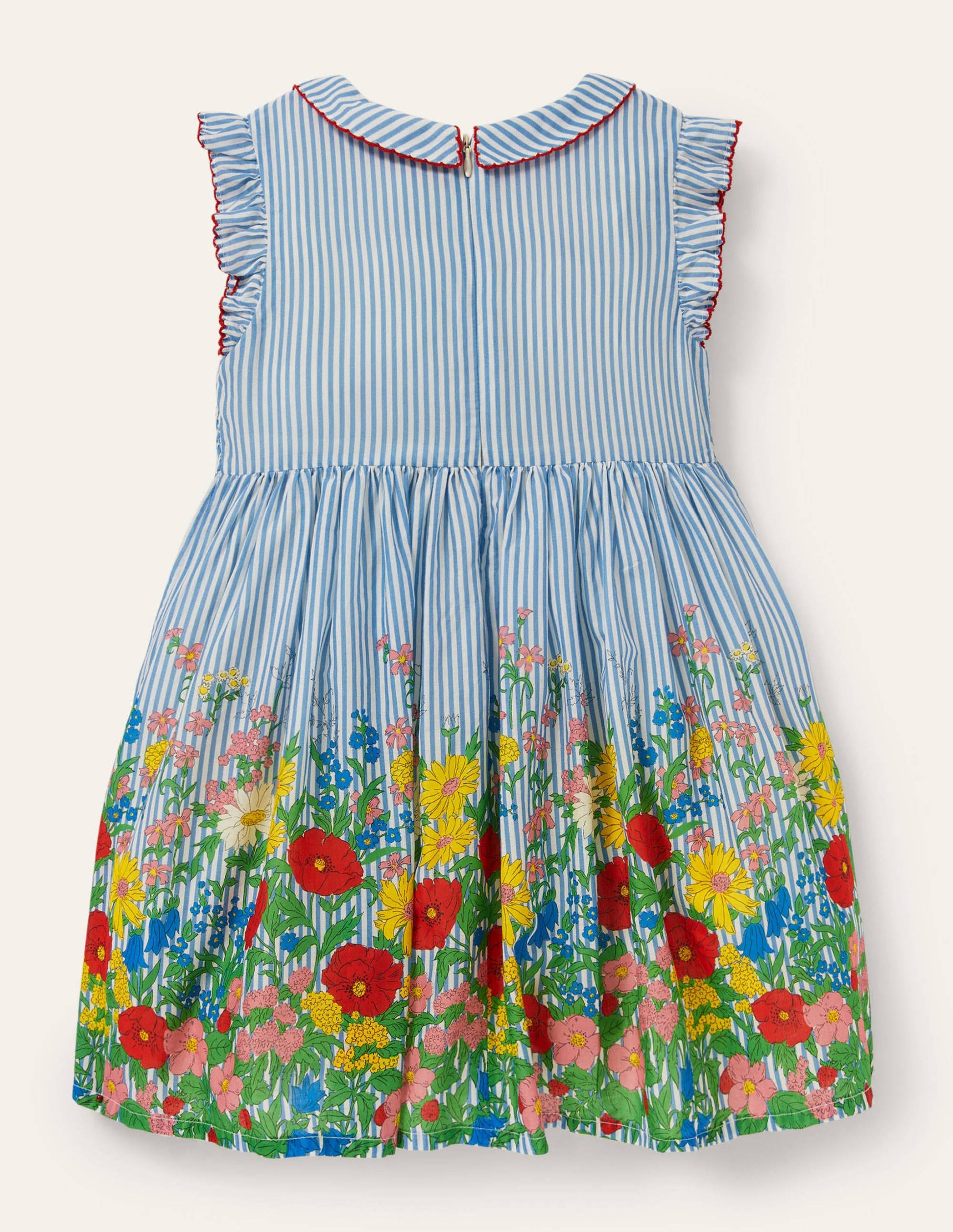 Gesmoktes Webkleid-Helles Glockenblumenblau, Blumenmuster-2