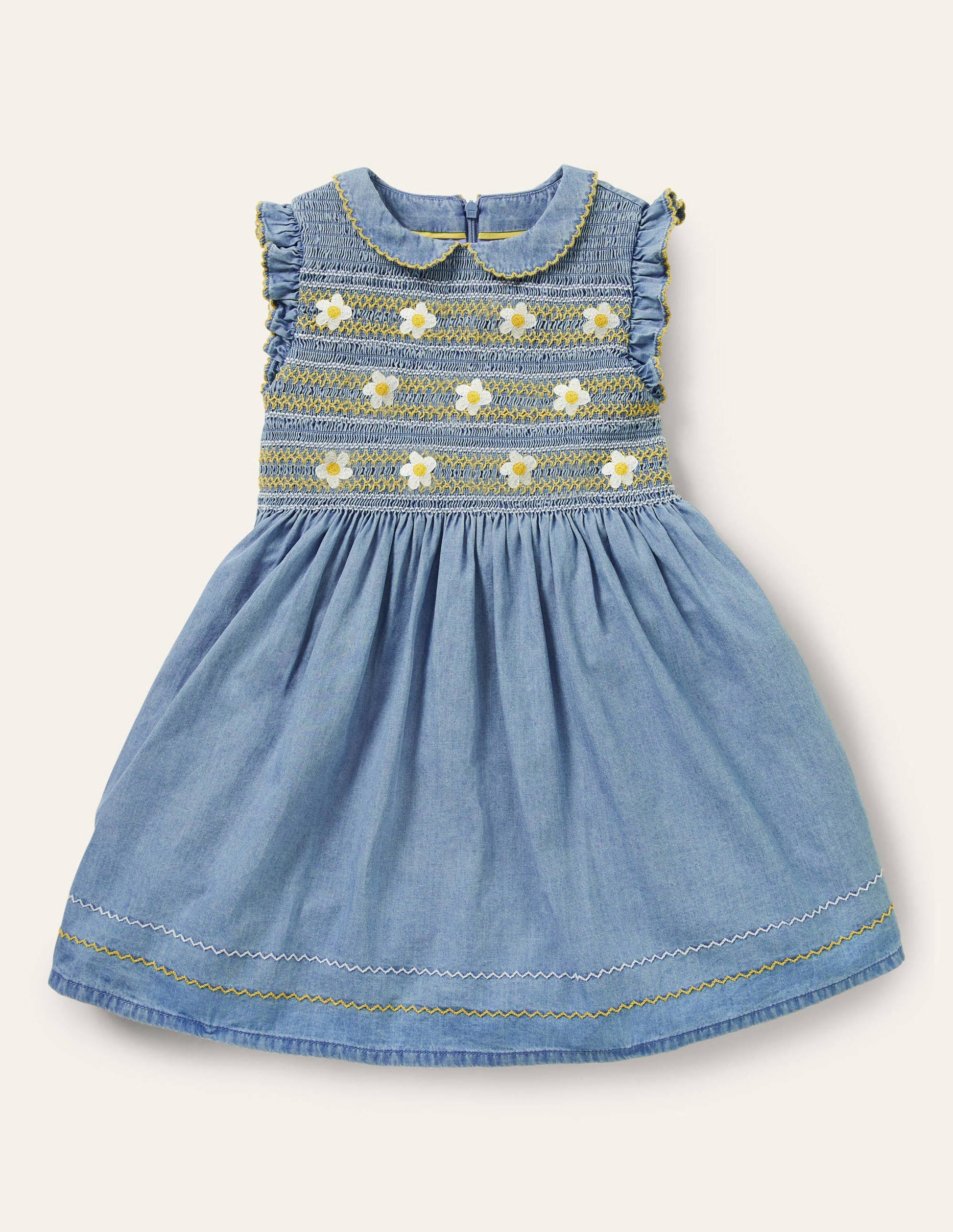 Gesmoktes Webkleid-Faux-Uni-1