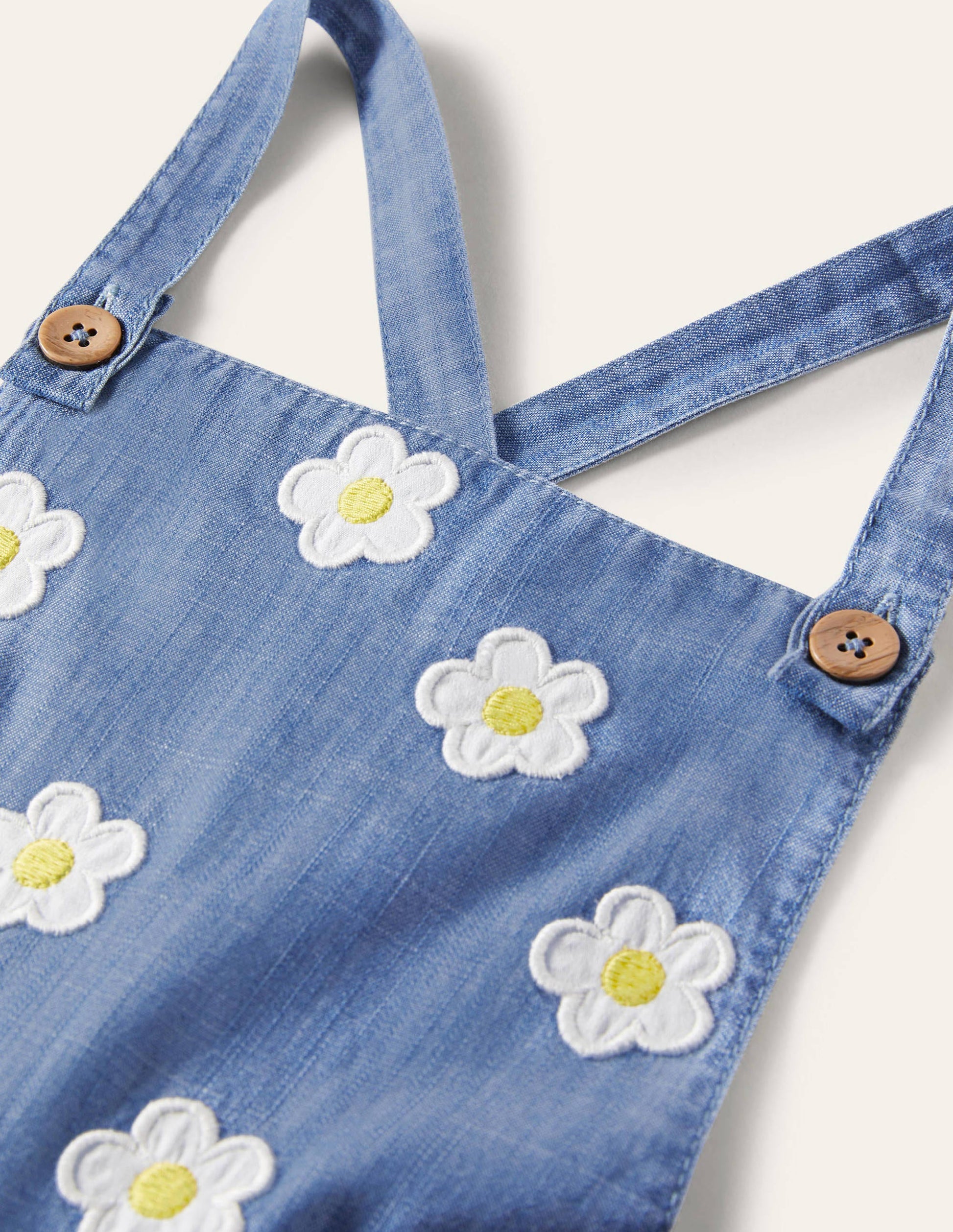 Salopette à motif floral-Pâquerettes chambray-3